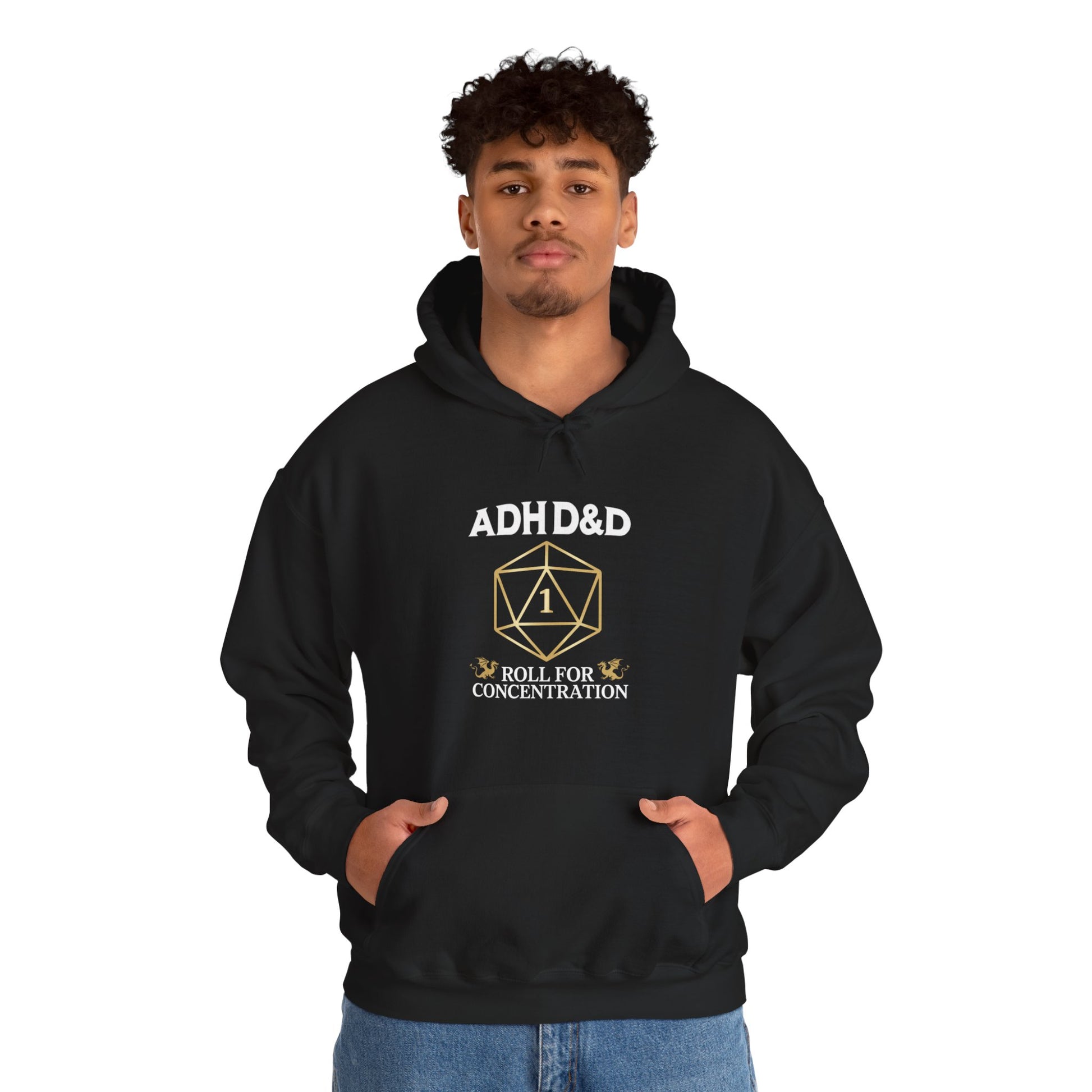 Hoodie ADHD&D Roll for Concentration Hoodie – Funny ADHD Graphic Hoodie