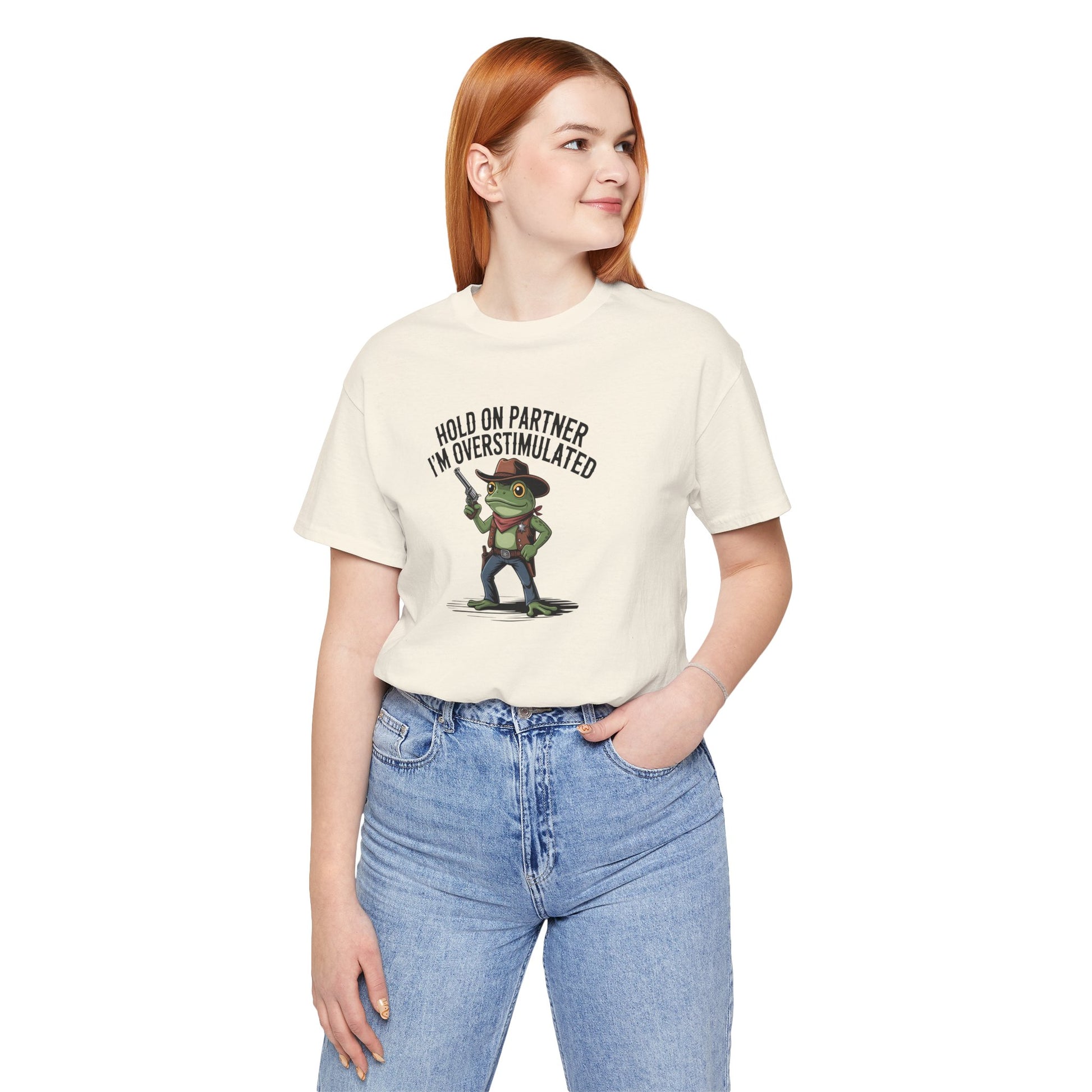 T-Shirt HOLD ON PARTNER I'M OVERSTIMULATED – Funny ADHD T-shirt