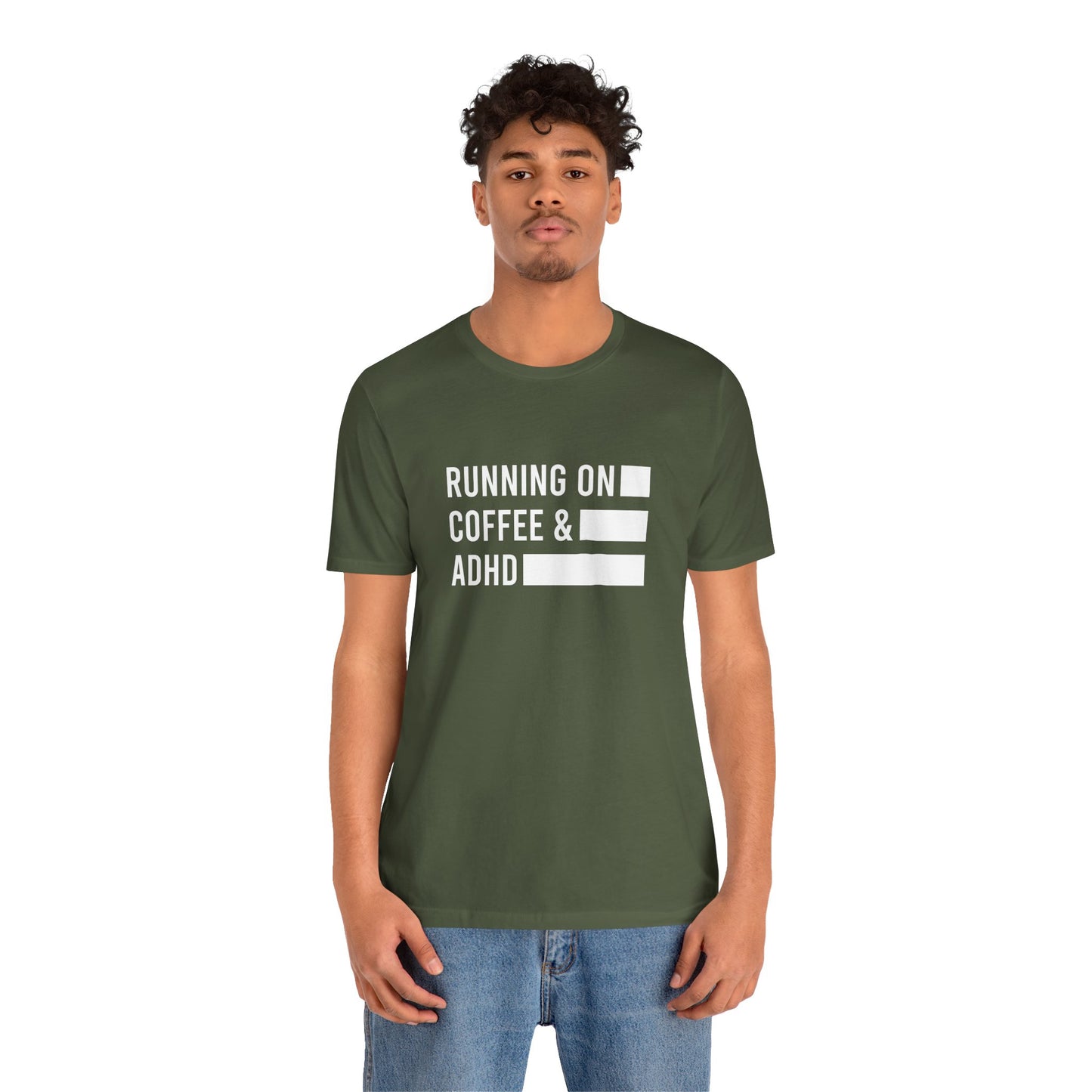 T-Shirt RUNNING ON COFFEE & ADHD – Funny ADHD T-Shirt for Adults