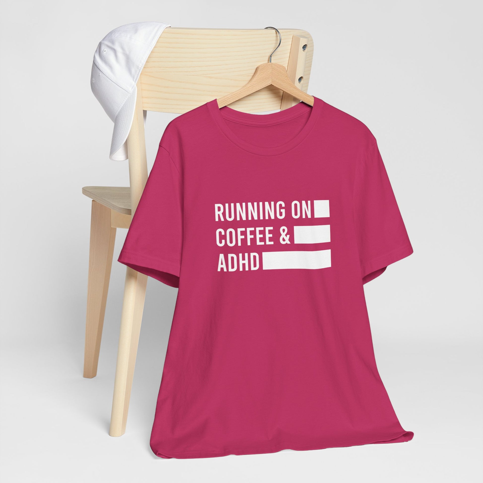 T-Shirt RUNNING ON COFFEE & ADHD – Funny ADHD T-Shirt for Adults