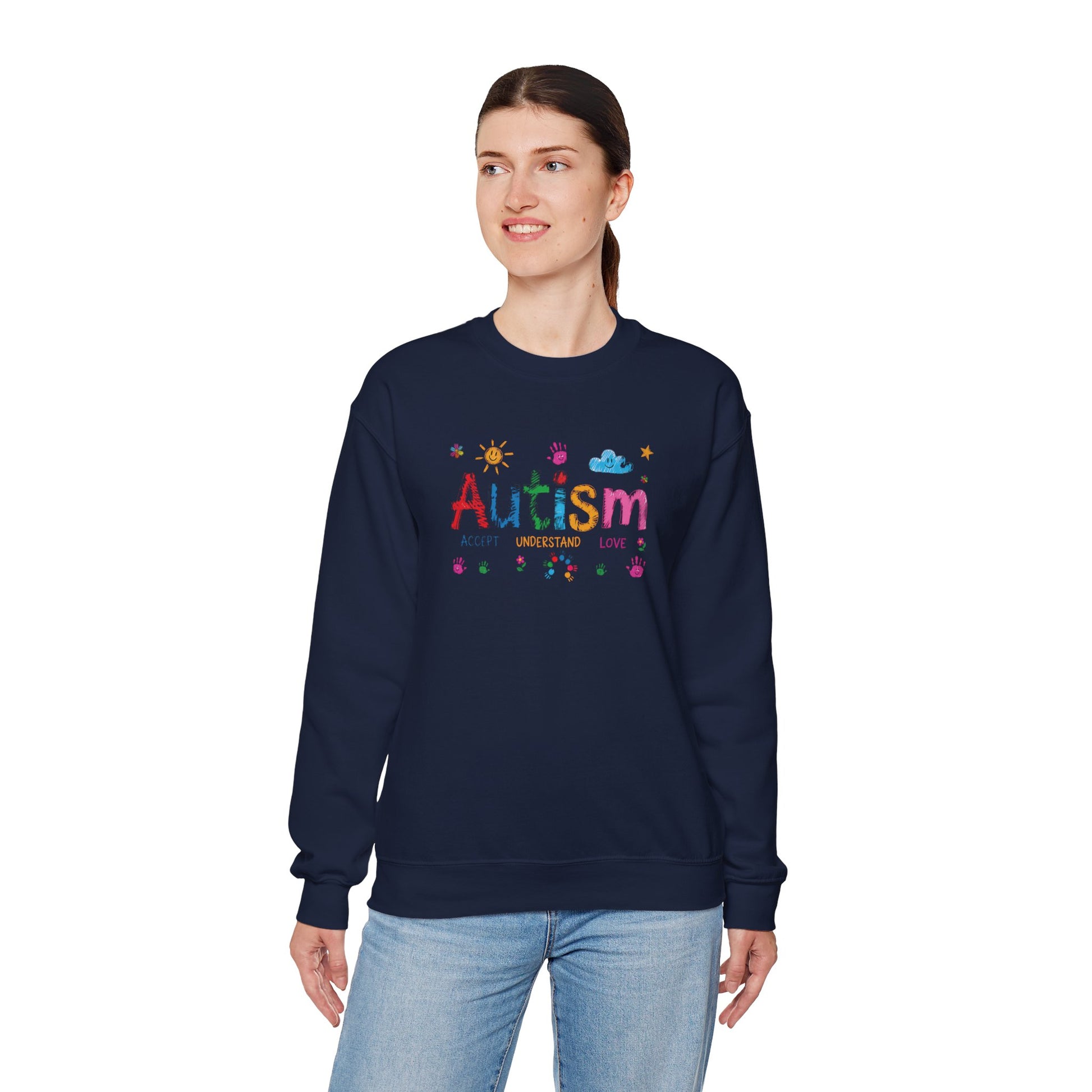 Sweatshirt Accept Understand Love Autism Sweatshirt with Playful Design
