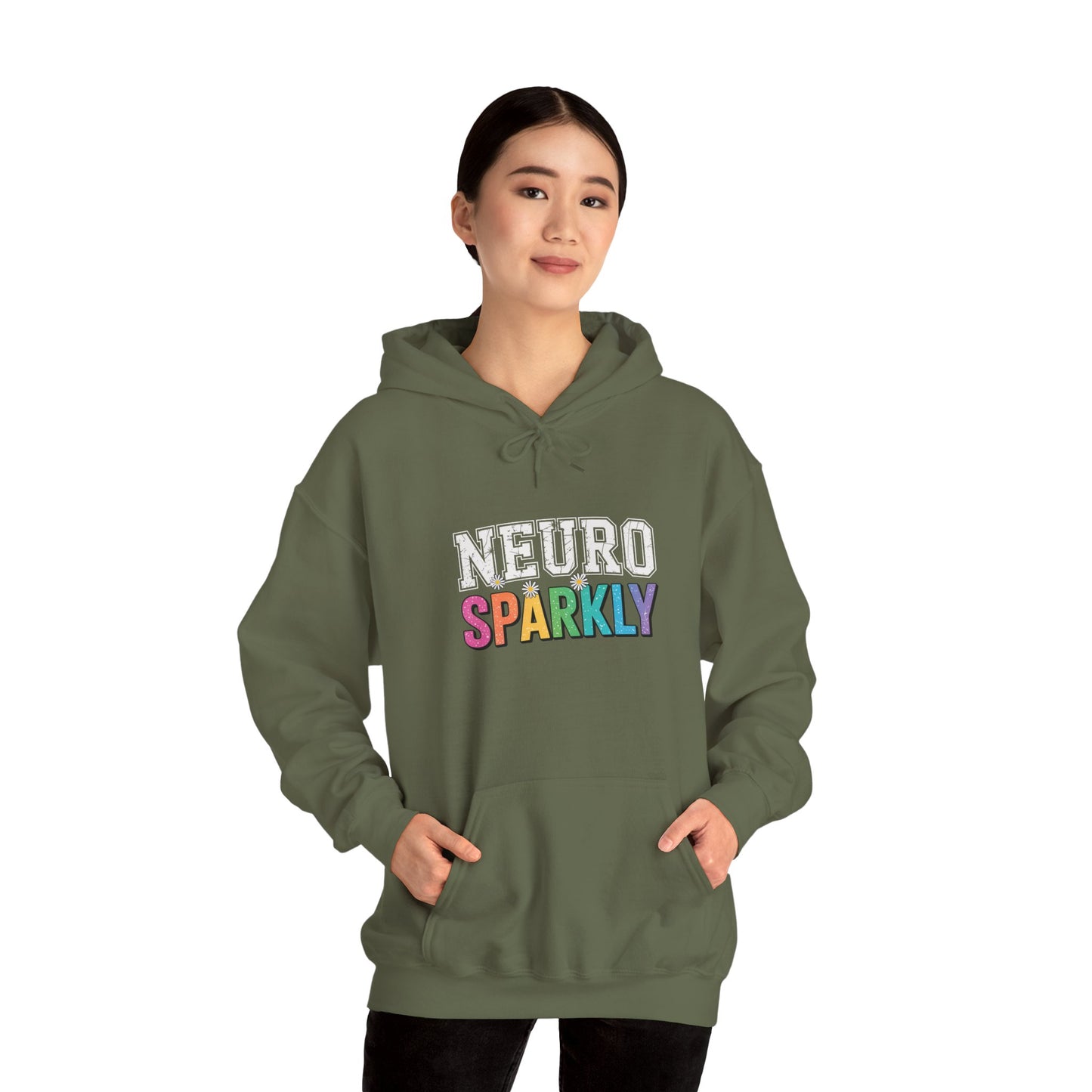NEURO SPARKLY Autism Hoodie – Bold Varsity Floral Graphic Hoodie