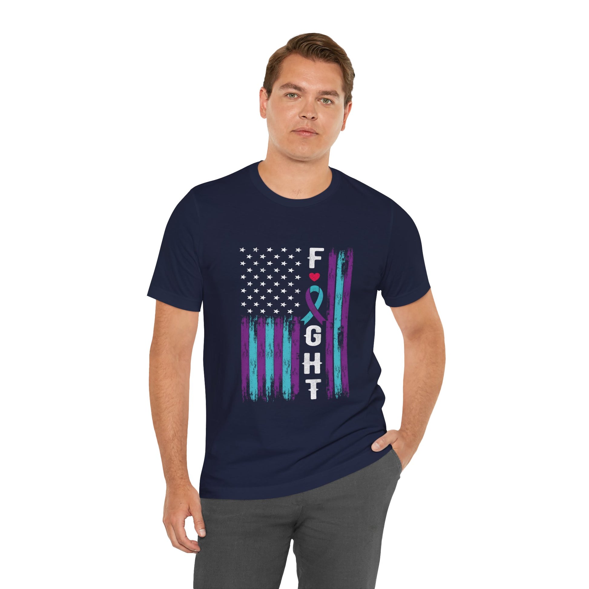 Fight – Navy American Flag Suicide Awareness Shirt for Men & Women