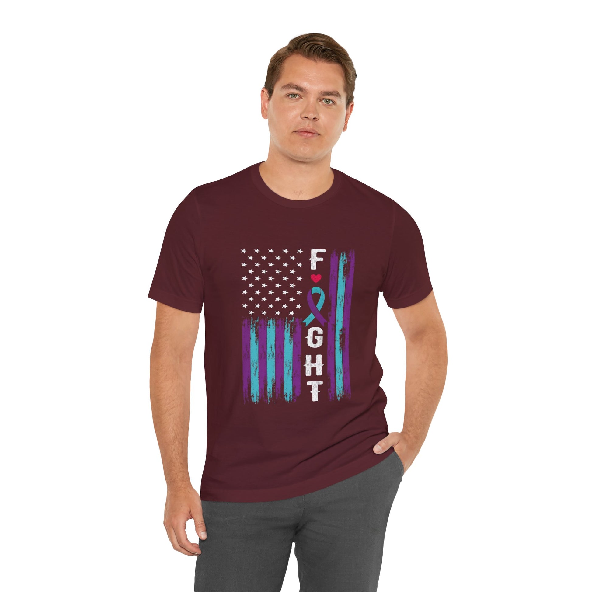 Fight – Maroon American Flag Suicide Awareness Shirt for Men & Women
