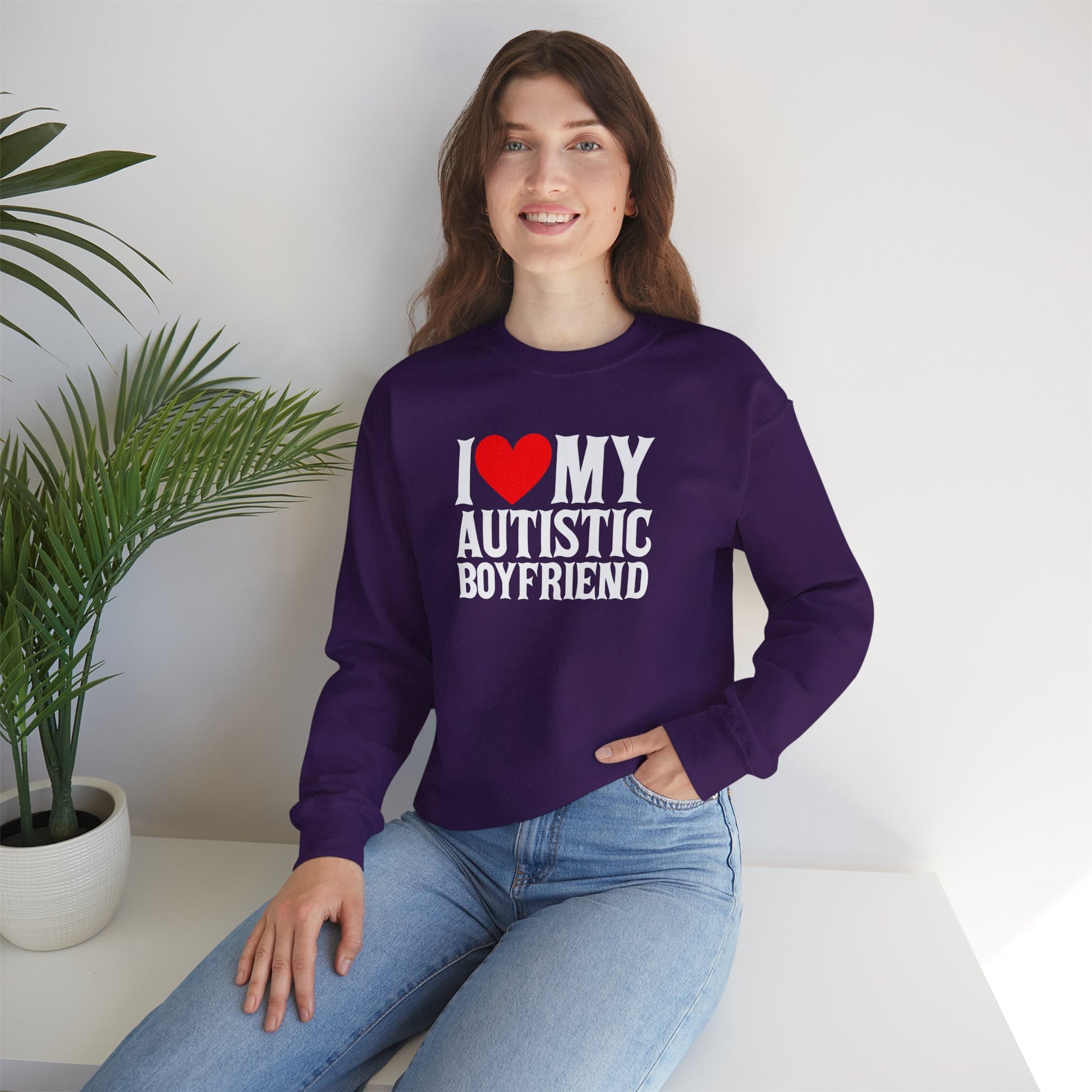 Sweatshirt I Love My Autistic Boyfriend Autism Sweatshirt for Women