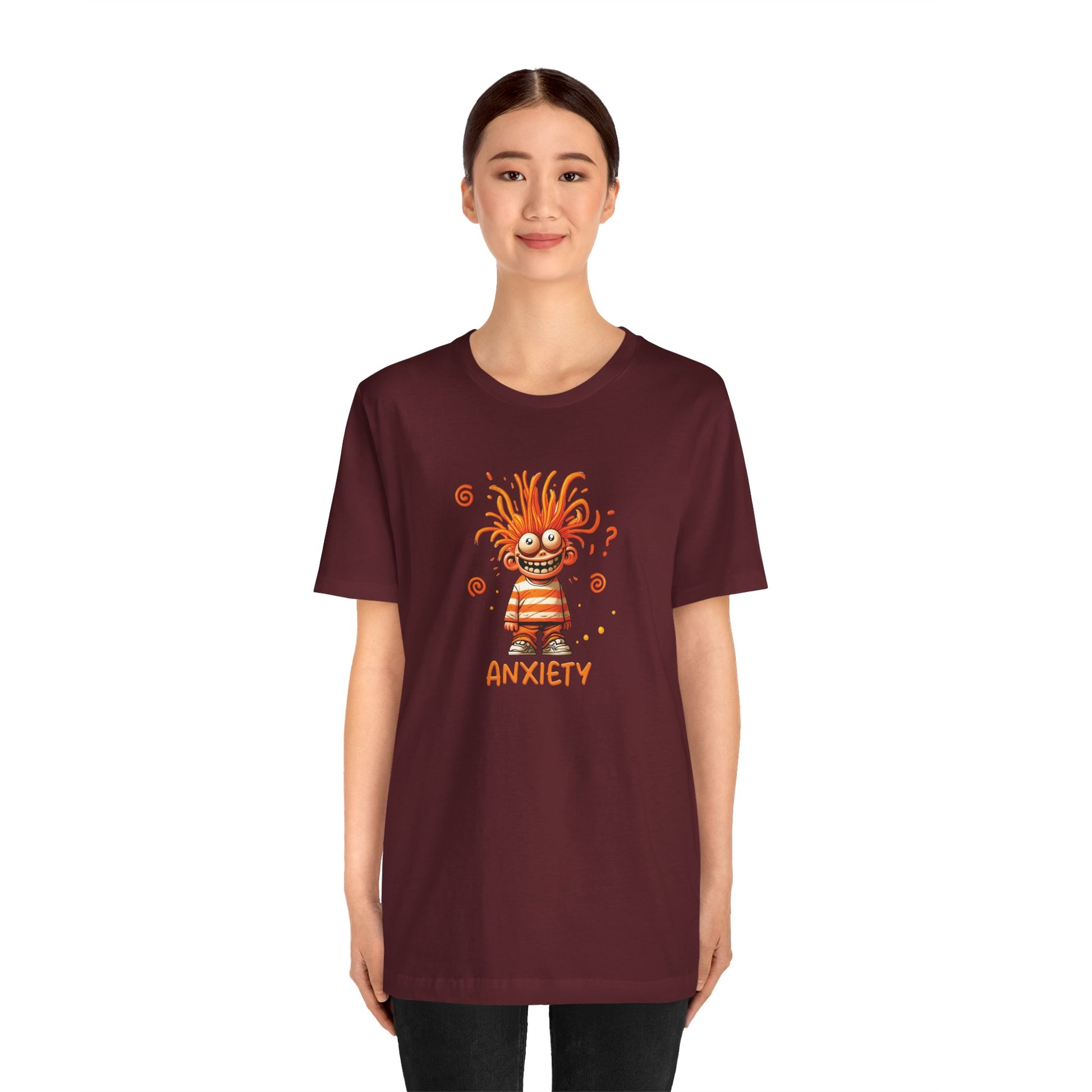 T-Shirt ANXIETY Cartoon Funny Anxiety Shirt — Mental Health Graphic Tee