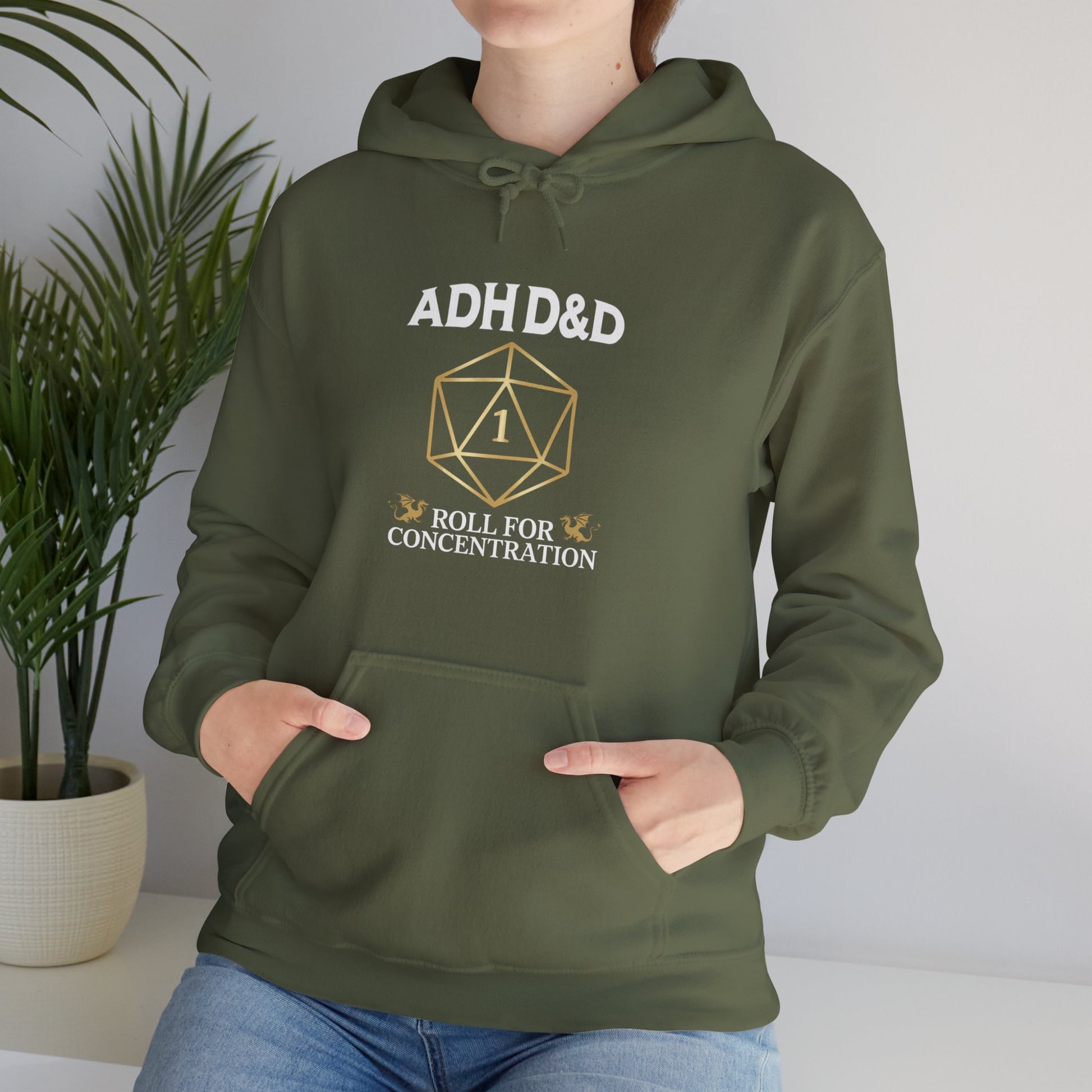 Hoodie ADHD&D Roll for Concentration Hoodie – Funny ADHD Graphic Hoodie