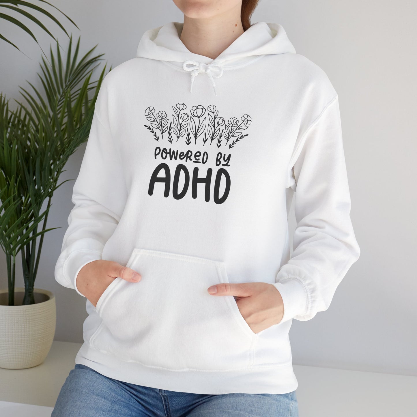 POWERED BY ADHD – Floral Minimalist ADHD Hoodie for Awareness