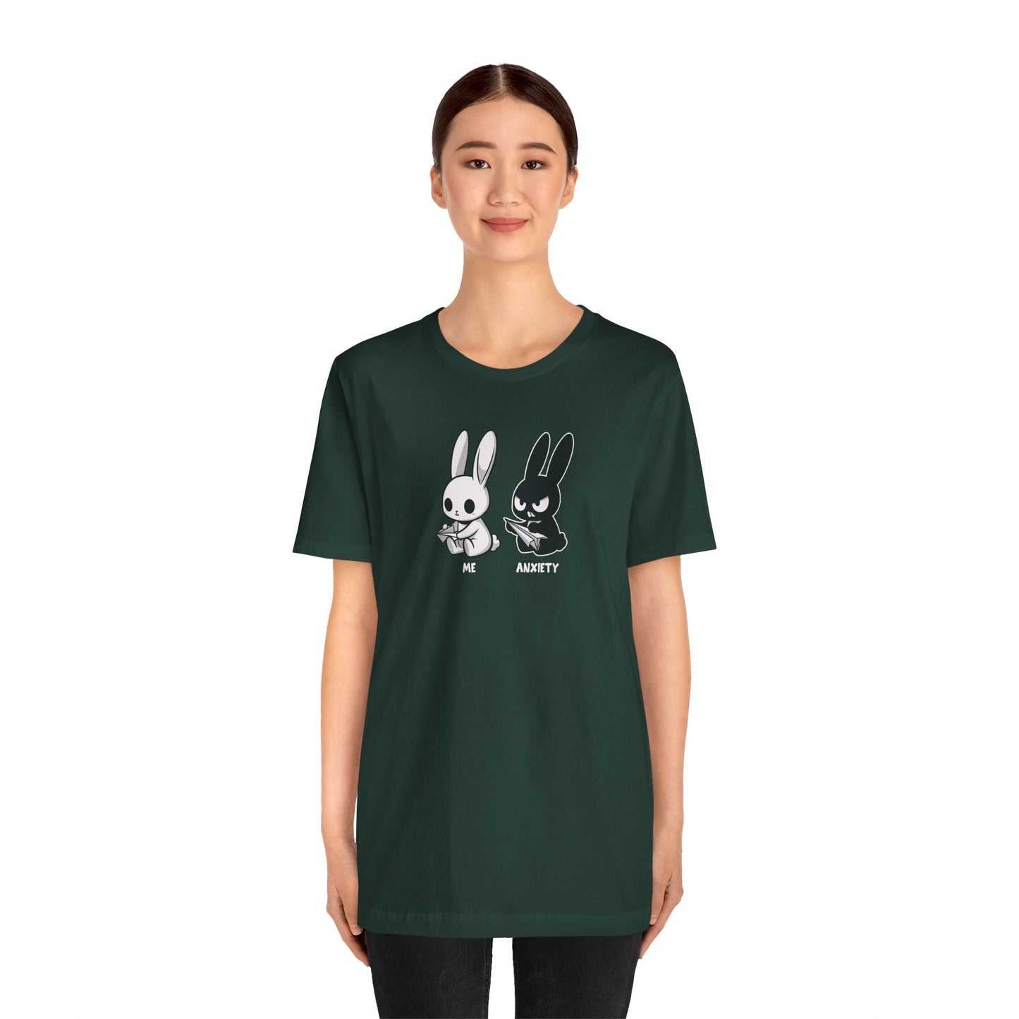 T-Shirt ME vs ANXIETY Rabbit Shirt – Funny Anxiety Shirt for Animal Lovers