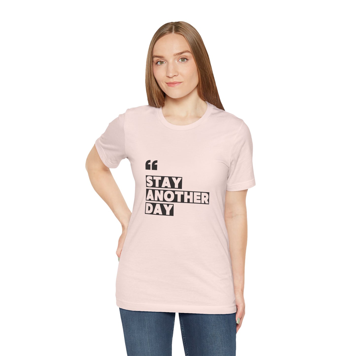 Stay Another Day – Soft Pink Blue Stay Another Day T Shirt for Suicide Prevention