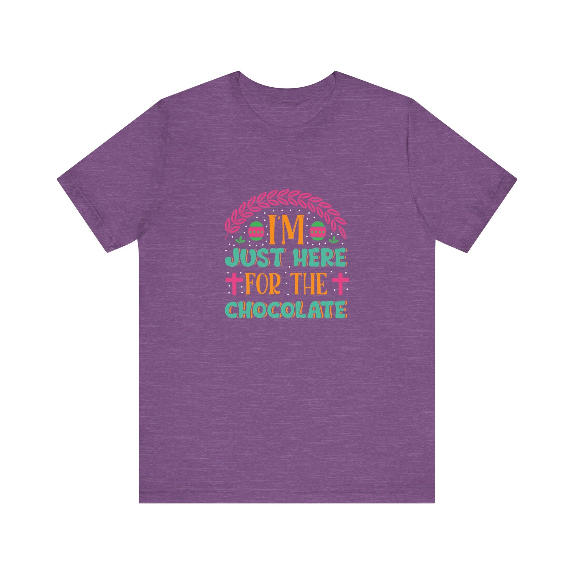 Heather Team Purple Funny Easter Shirt – I’m Just Here for the Chocolate Tee