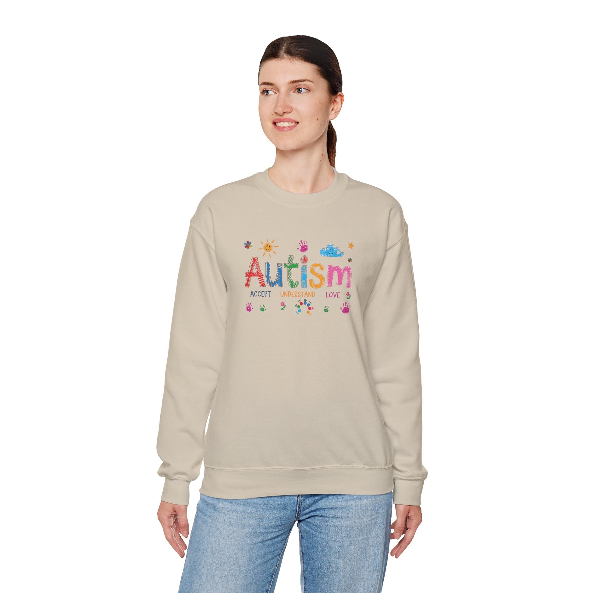 Sweatshirt Accept Understand Love Autism Sweatshirt with Playful Design