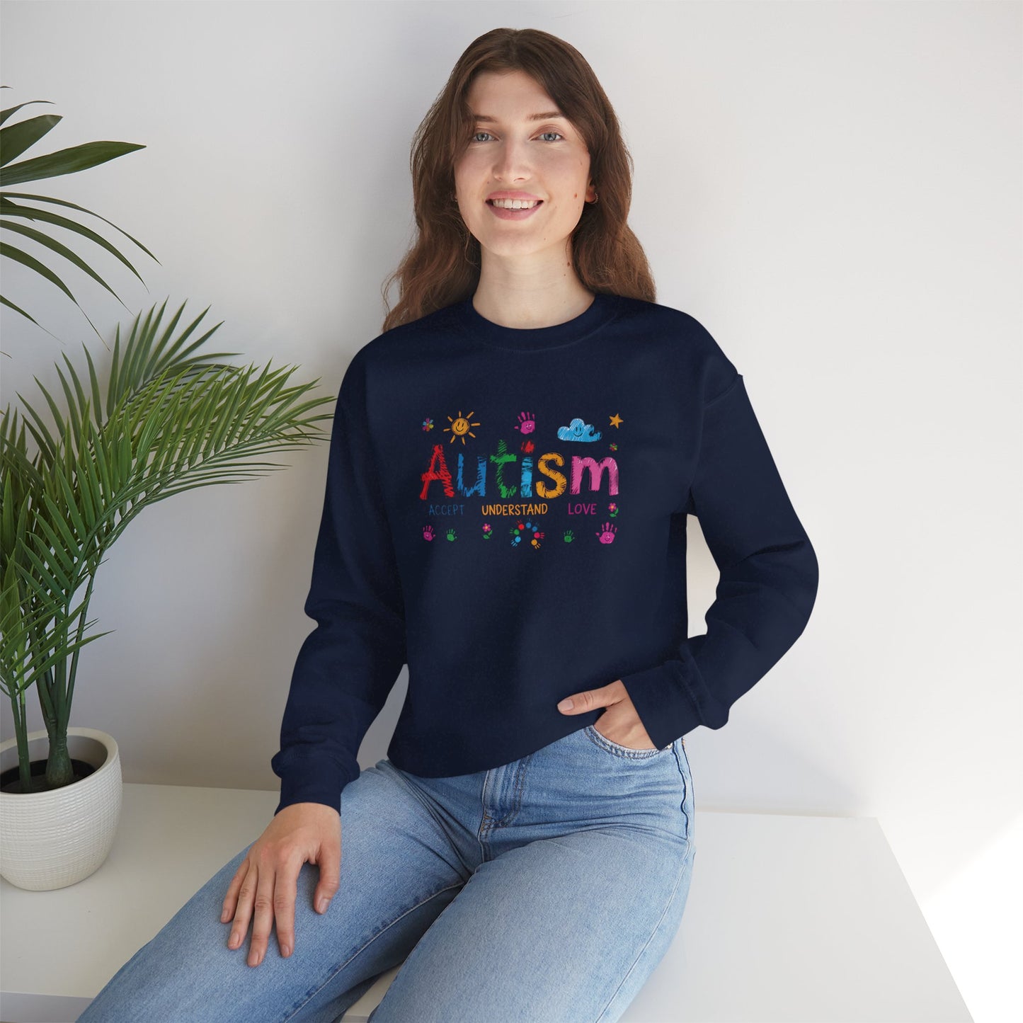 Sweatshirt Accept Understand Love Autism Sweatshirt with Playful Design