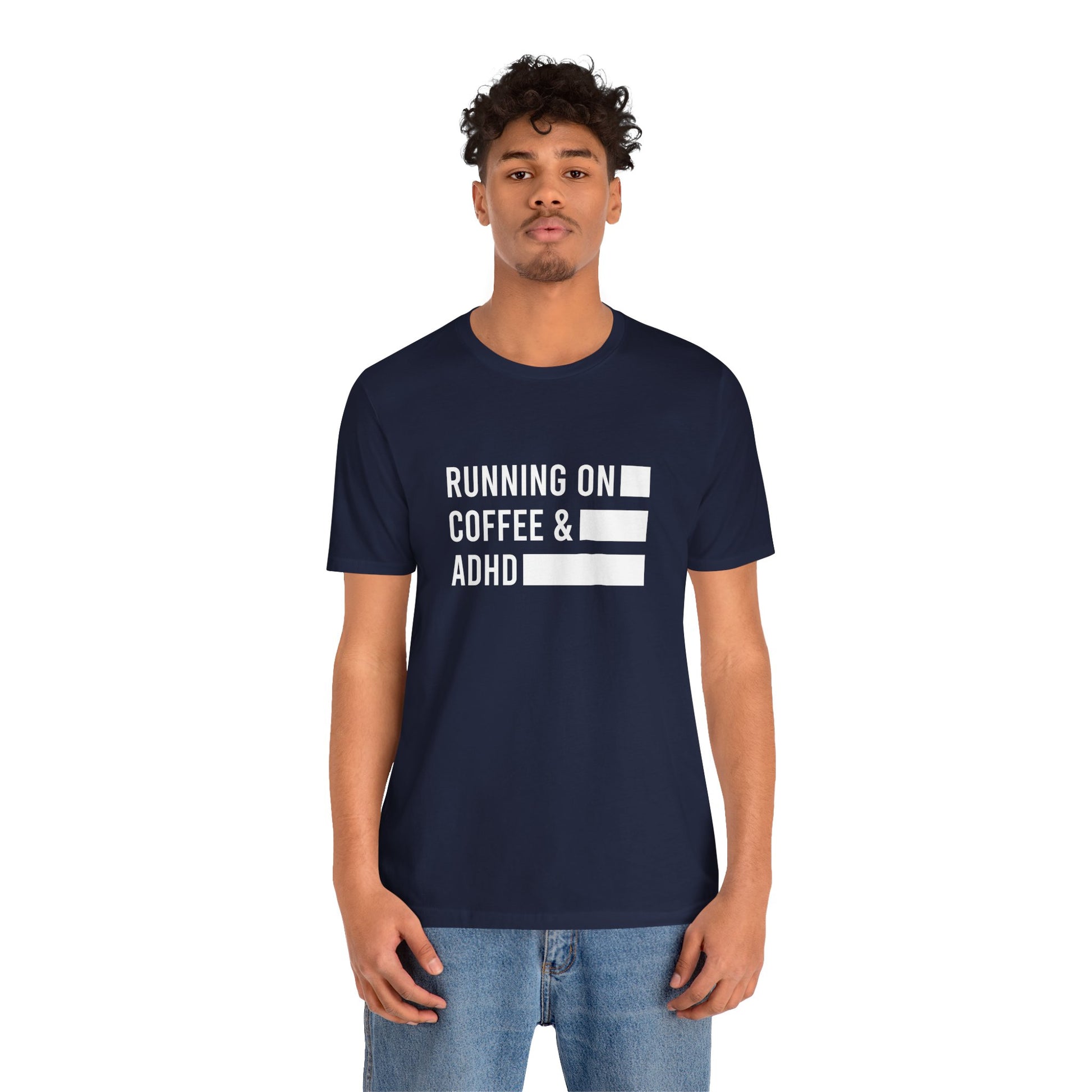 T-Shirt RUNNING ON COFFEE & ADHD – Funny ADHD T-Shirt for Adults
