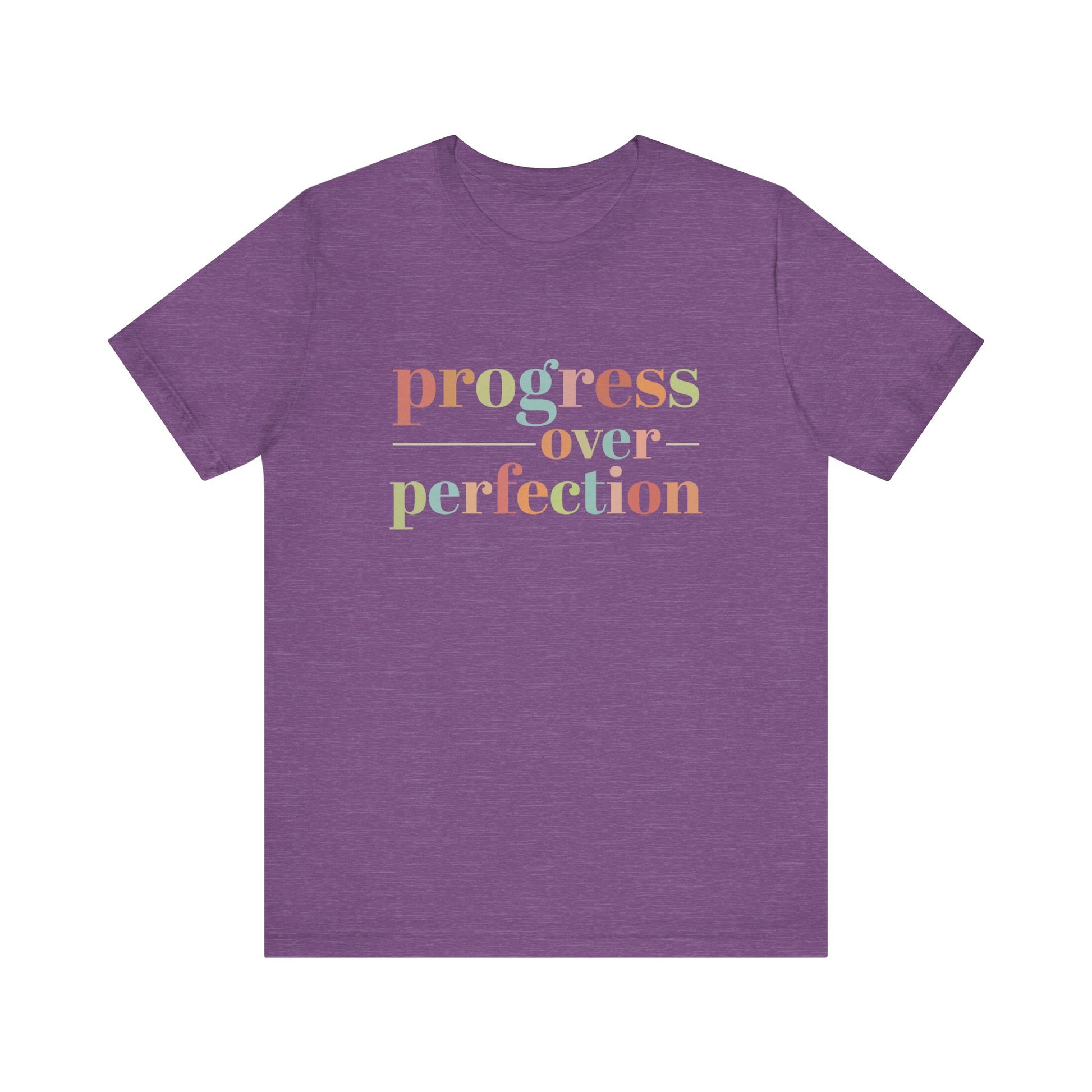 Heather Team Purple Progress Over Perfection Shirt – Growth Mindset Shirt