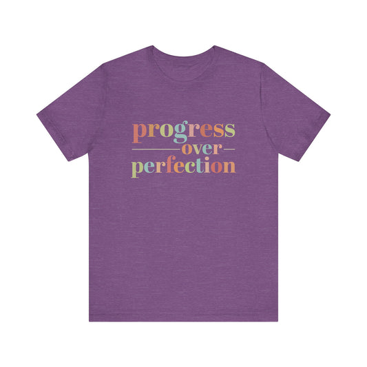 Heather Team Purple Progress Over Perfection Shirt – Growth Mindset Shirt
