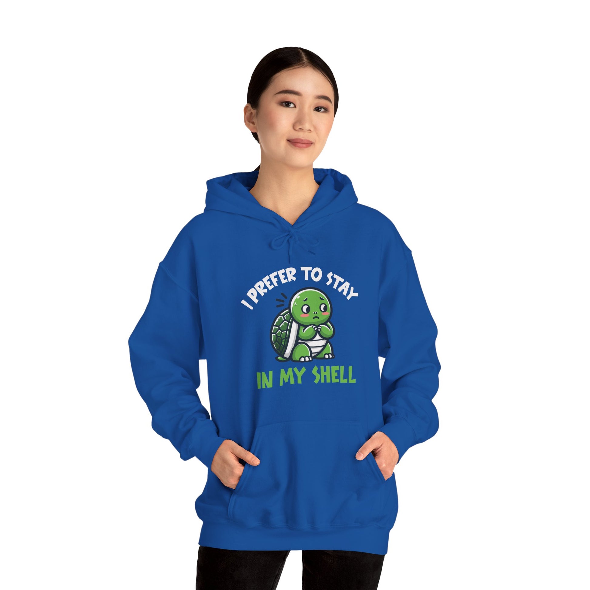 Hoodie I Prefer to Stay in My Shell Hoodie with Cute Anxious Turtle