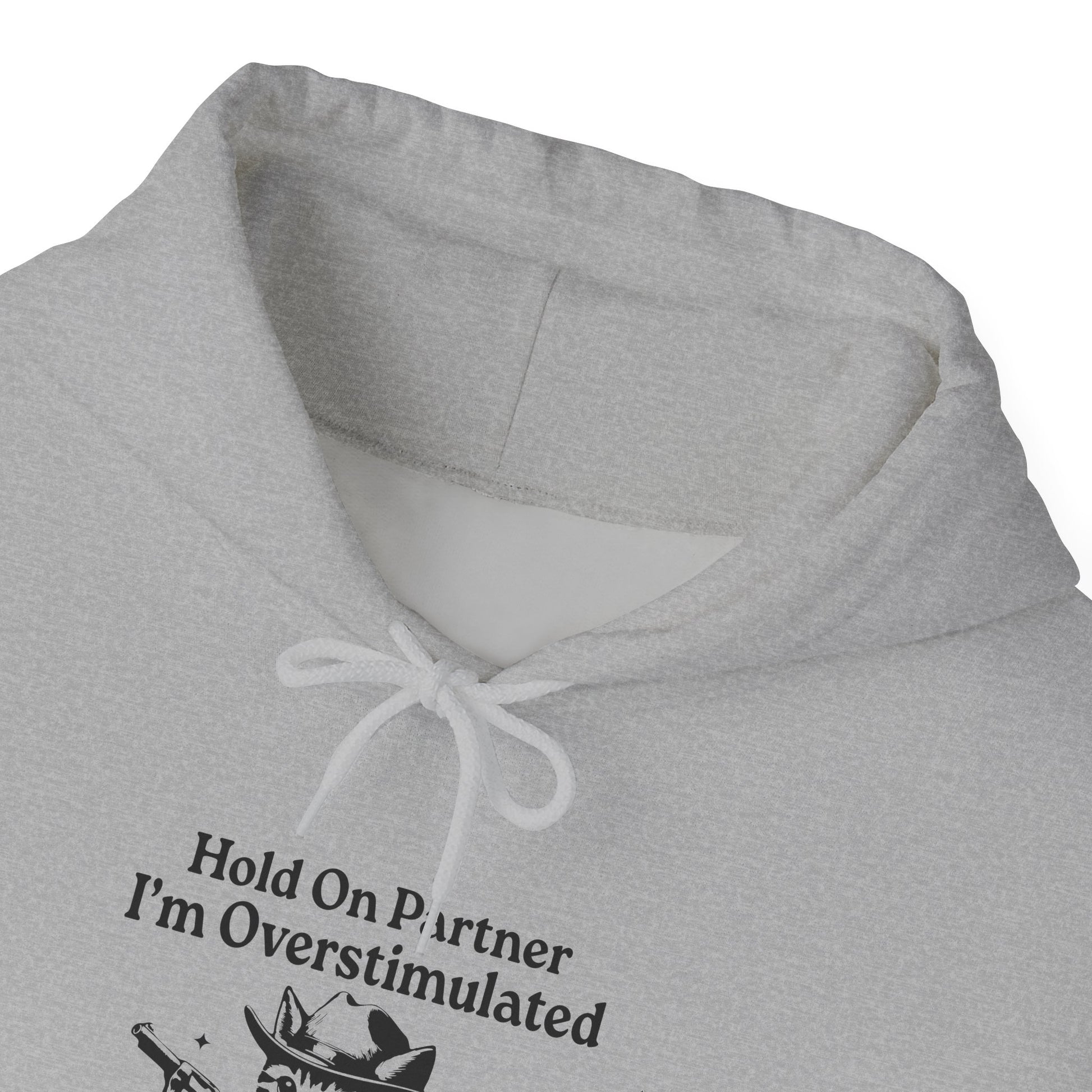 Hoodie Hold On Partner I’m Overstimulated Hoodie – Funny ADHD Cat Hoodie