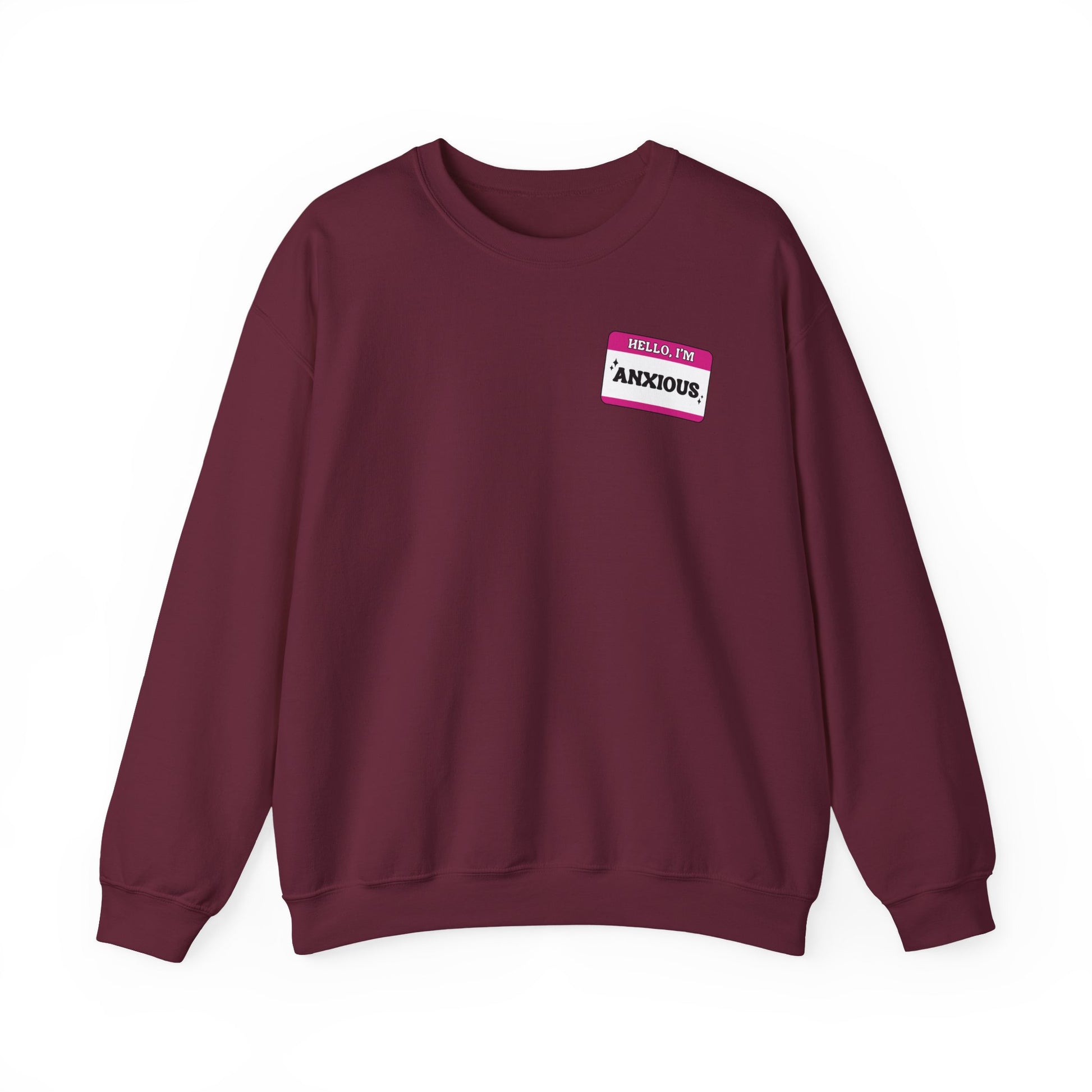Sweatshirt Hello, I'm Anxious Nametag Sweatshirt for Socially Anxious Women