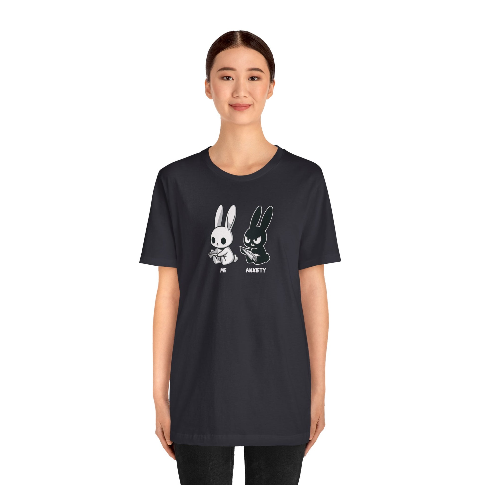 T-Shirt ME vs ANXIETY Rabbit Shirt – Funny Anxiety Shirt for Animal Lovers