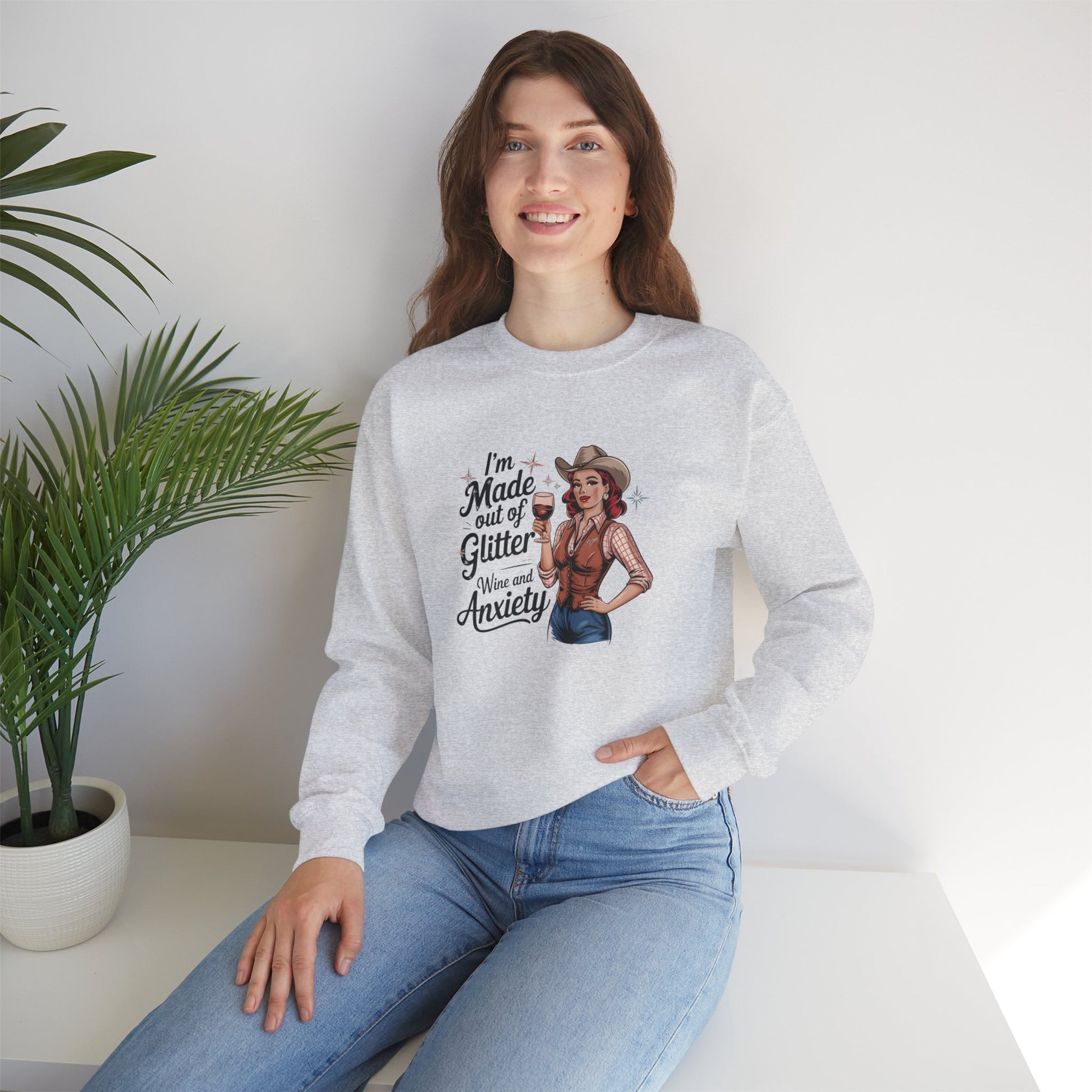 Sweatshirt I'm Made out of Glitter Wine and Anxiety – Anxious Sweatshirt for Women