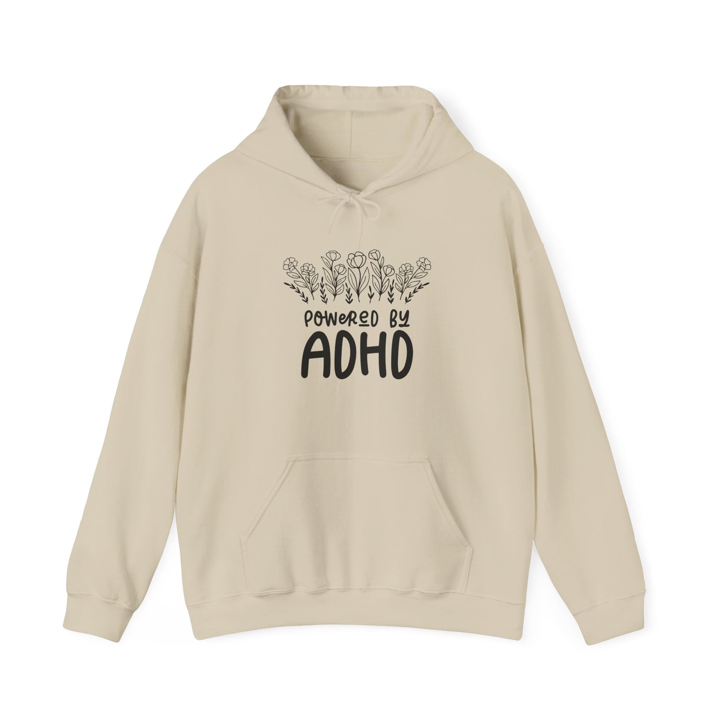 POWERED BY ADHD – Floral Minimalist ADHD Hoodie for Awareness