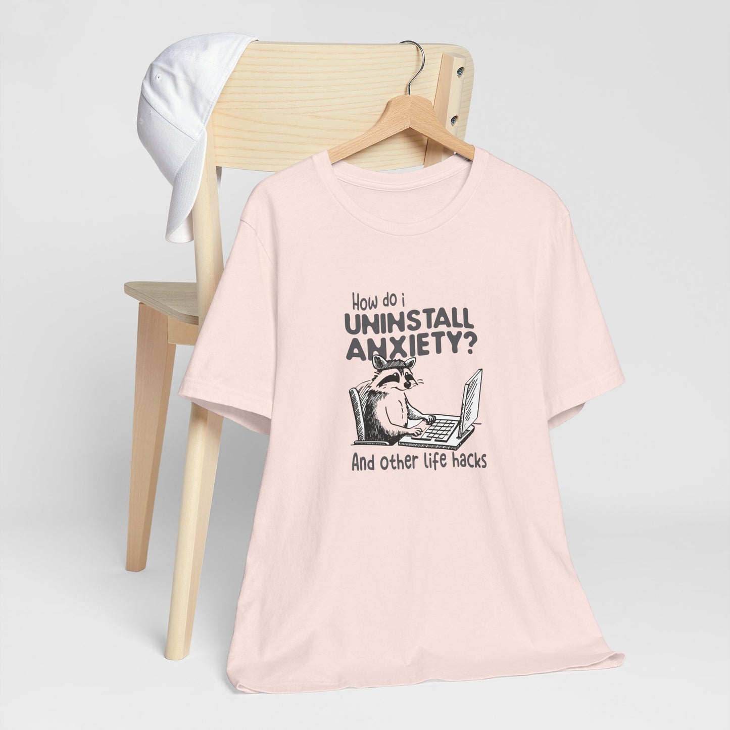T-Shirt How Do I Uninstall Anxiety Funny Anxiety Shirt — Raccoon Graphic Tee