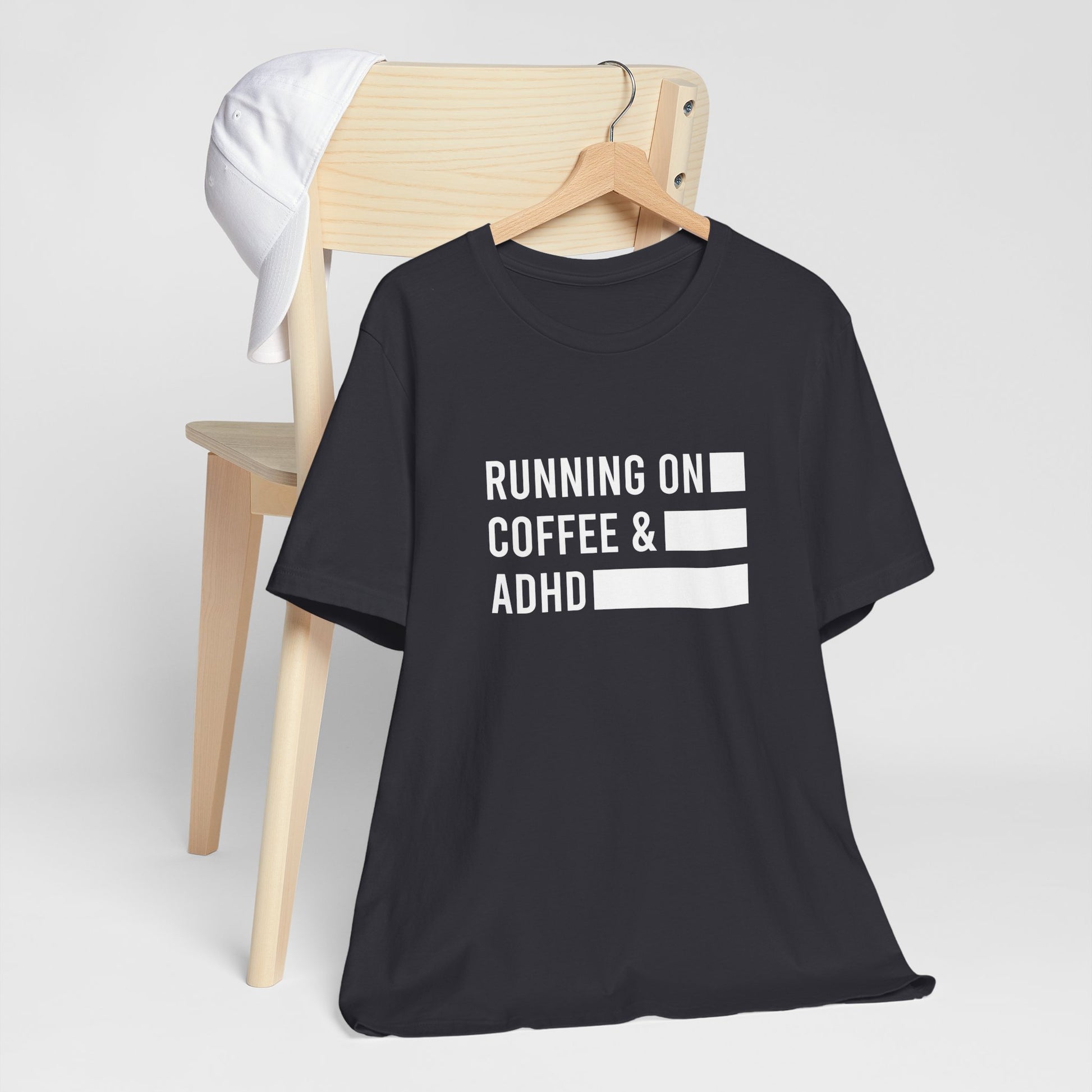 T-Shirt RUNNING ON COFFEE & ADHD – Funny ADHD T-Shirt for Adults