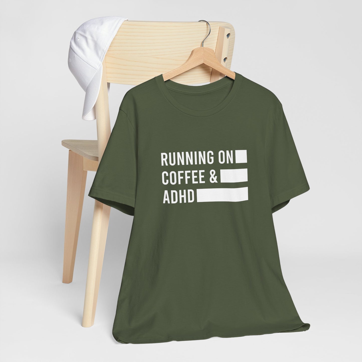 T-Shirt RUNNING ON COFFEE & ADHD – Funny ADHD T-Shirt for Adults
