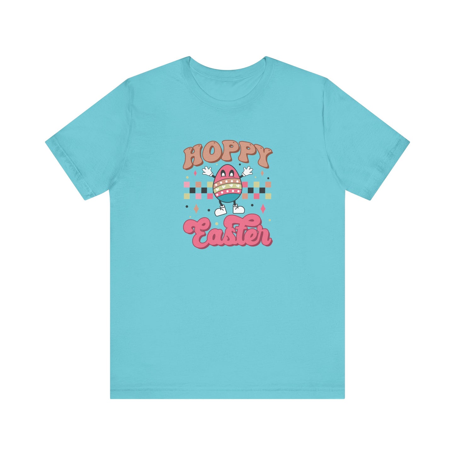 Turquoise Pop Culture Easter Shirt – Hoppy Easter Tee for Women