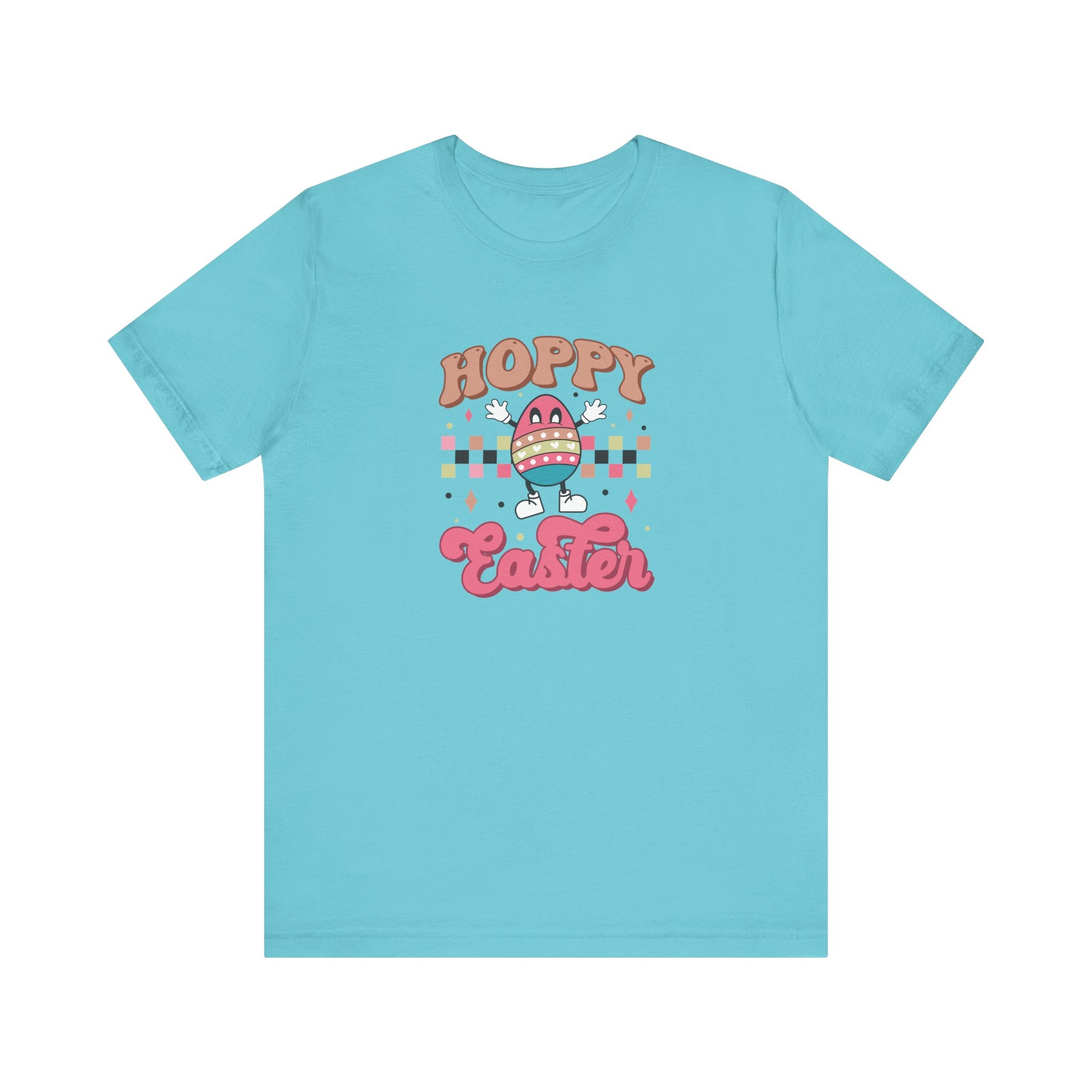 Turquoise Pop Culture Easter Shirt – Hoppy Easter Tee for Women