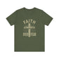 Military Green Empowering Message Tee – Faith Over Fear Shirt for Men & Women