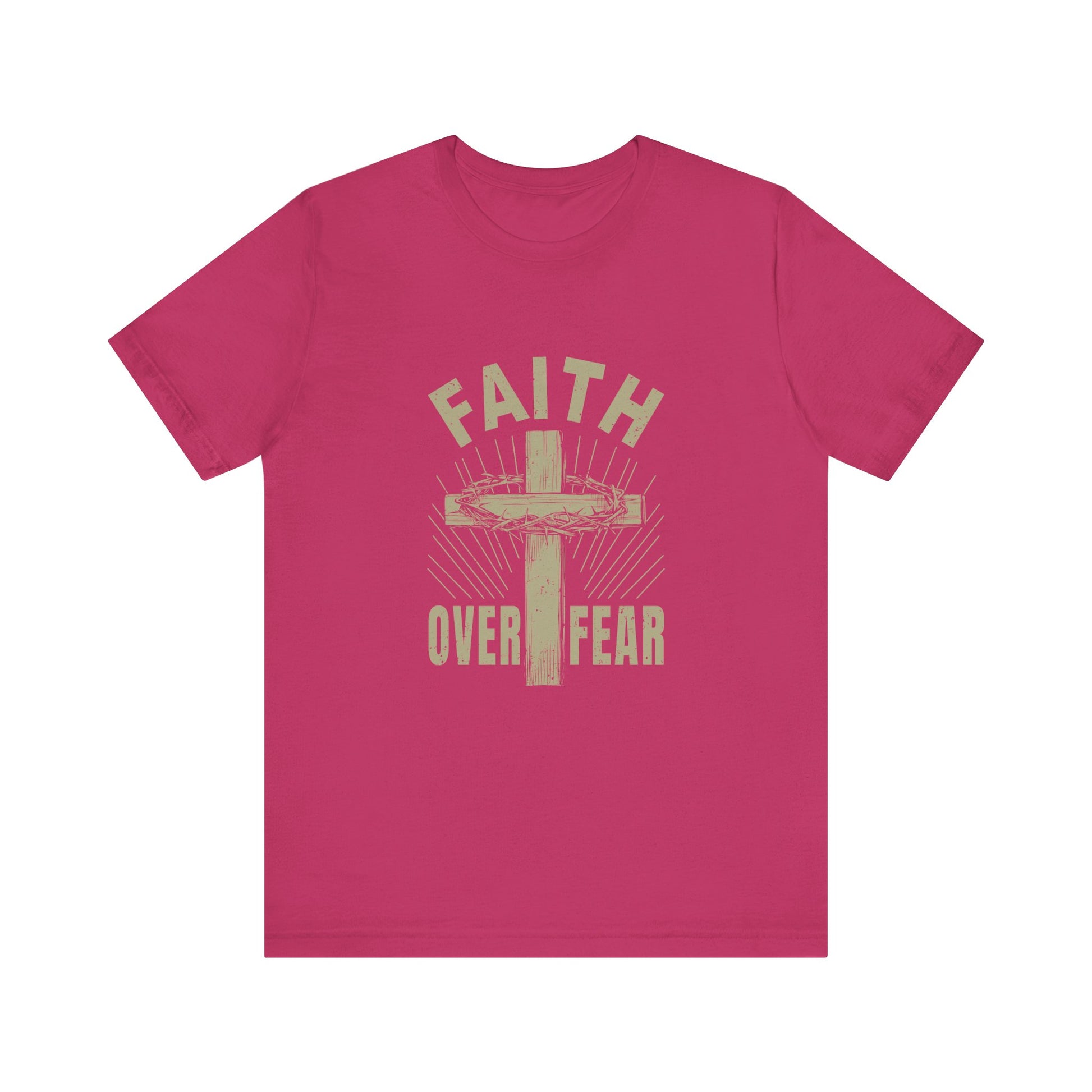 Berry Empowering Message Tee – Faith Over Fear Shirt for Men & Women