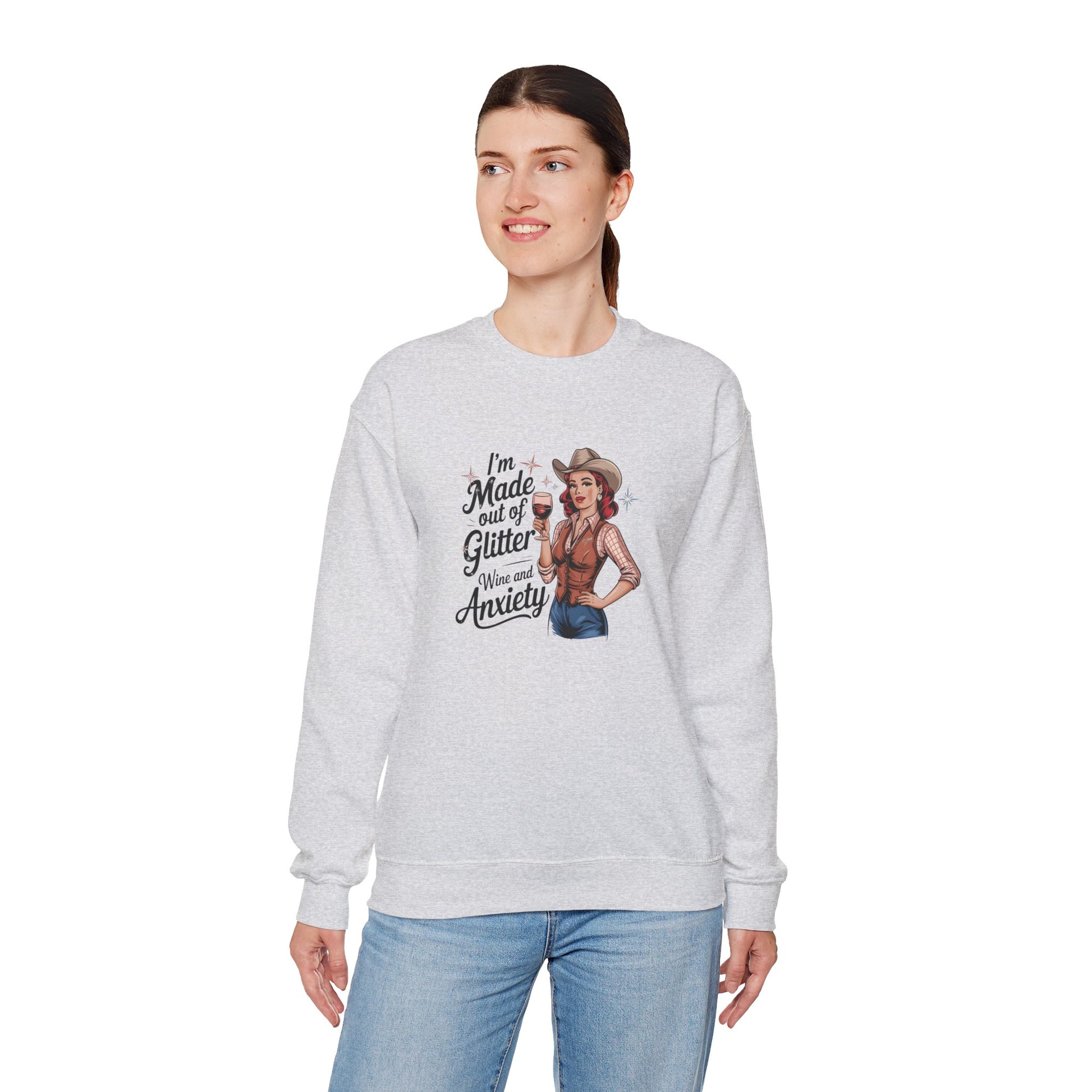 Sweatshirt I'm Made out of Glitter Wine and Anxiety – Anxious Sweatshirt for Women