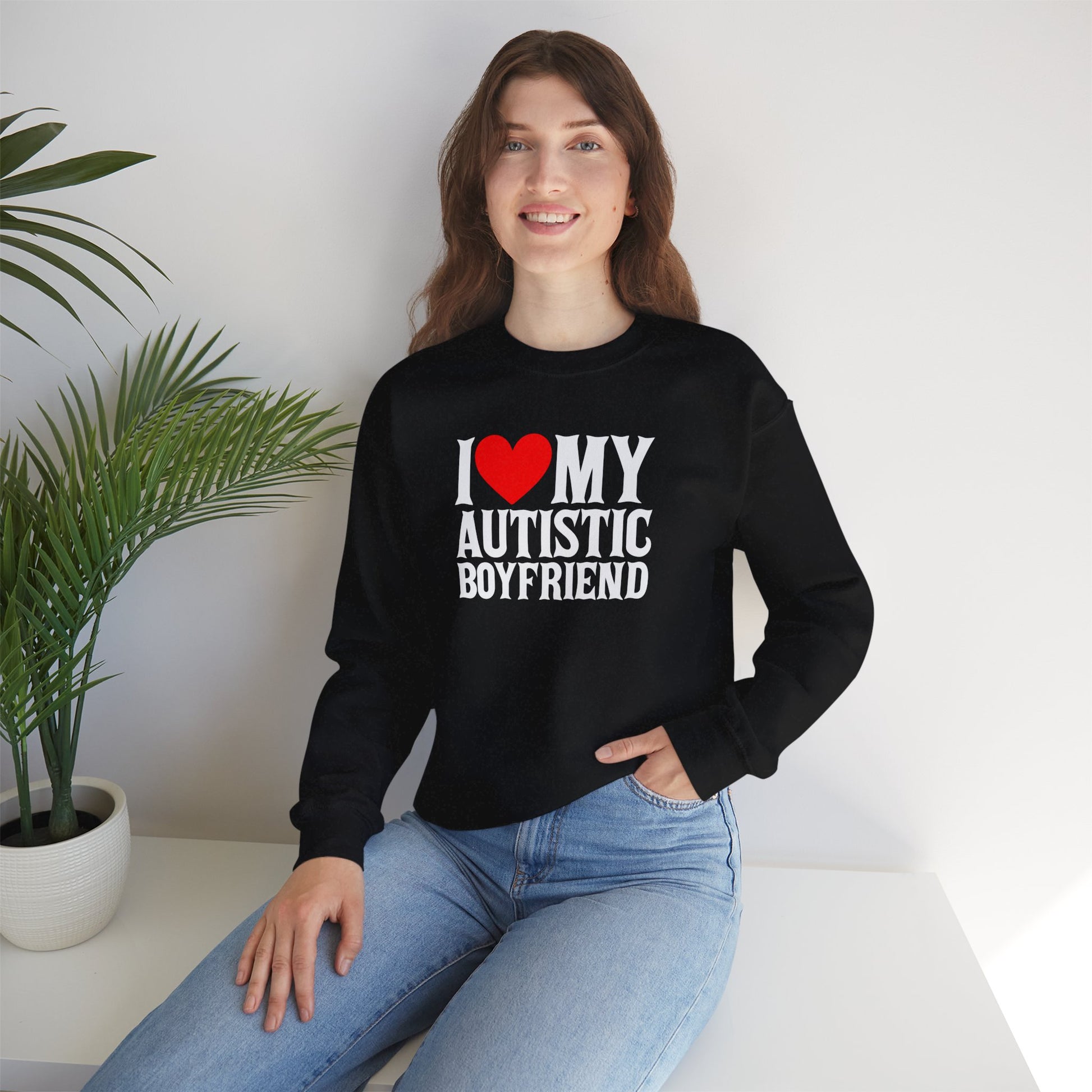 Sweatshirt I Love My Autistic Boyfriend Autism Sweatshirt for Women