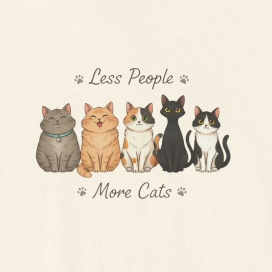 T-Shirt Less People More Cats Shirt – Cute Funny Cat Lover Graphic Tee