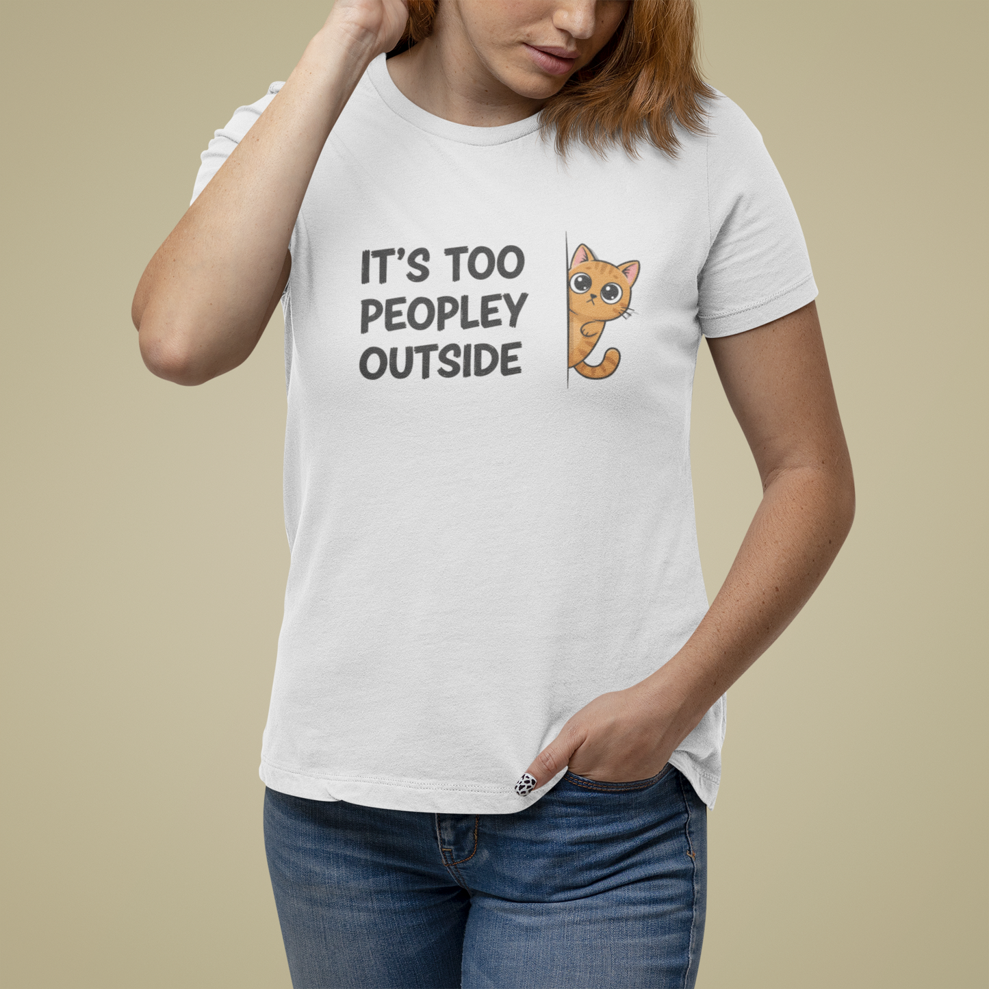 T-Shirt IT'S TOO PEOPLEY OUTSIDE Shirt – Funny Cat Lover Introvert Tee