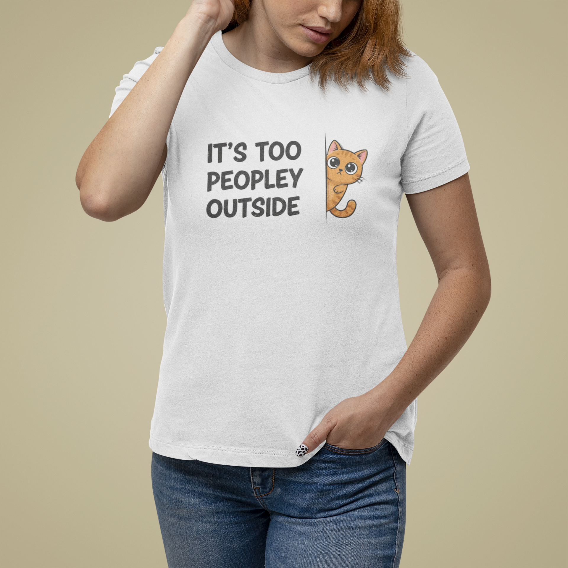 T-Shirt IT'S TOO PEOPLEY OUTSIDE Shirt – Funny Cat Lover Introvert Tee