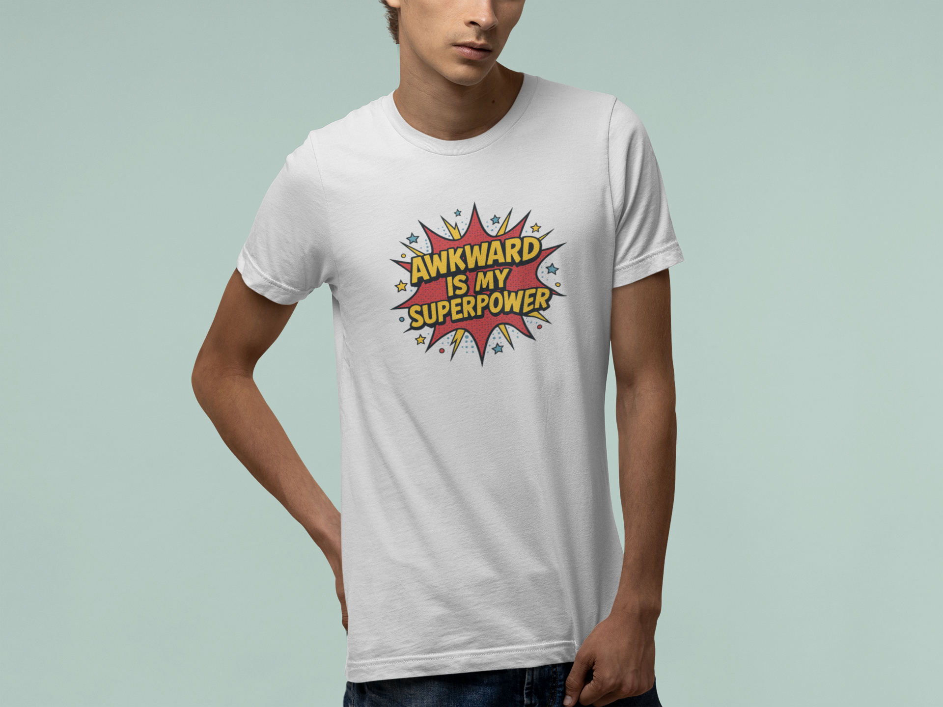 T-Shirt AWKWARD IS MY SUPERPOWER Comic Pop Art Introvert Graphic T-Shirt