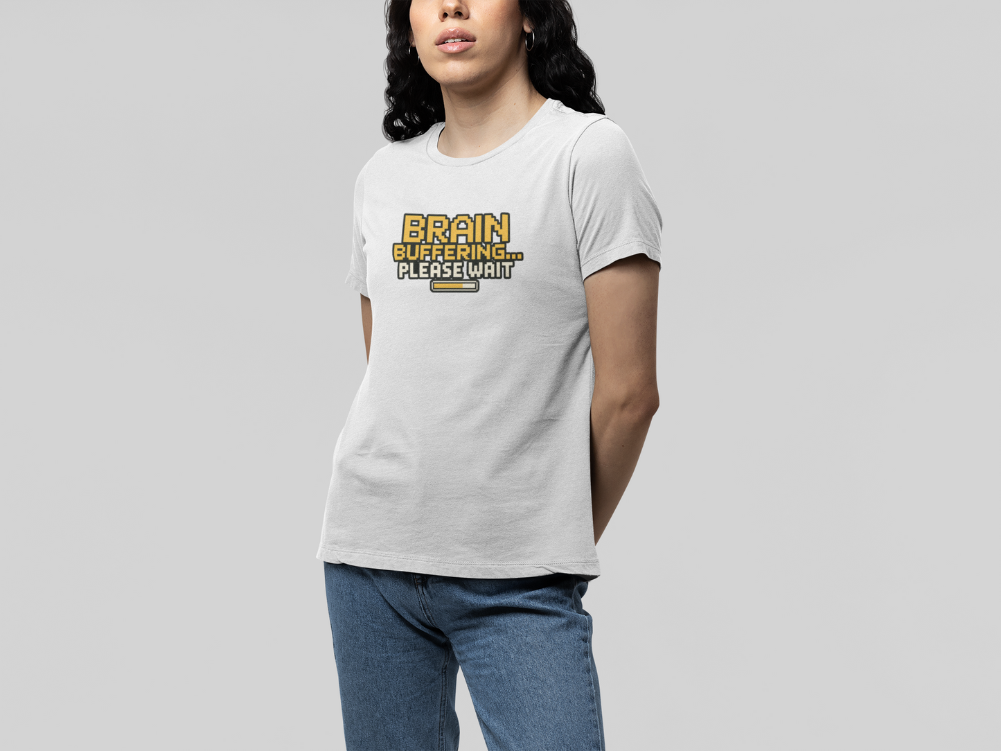 T-Shirt BRAIN BUFFERING Retro Pixel ADHD Loading Screen Graphic T-Shirt