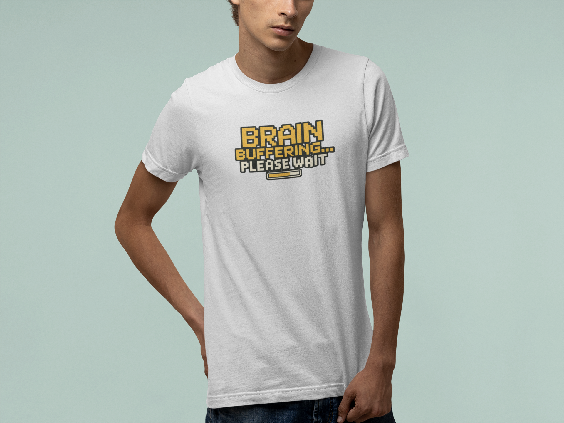T-Shirt BRAIN BUFFERING Retro Pixel ADHD Loading Screen Graphic T-Shirt