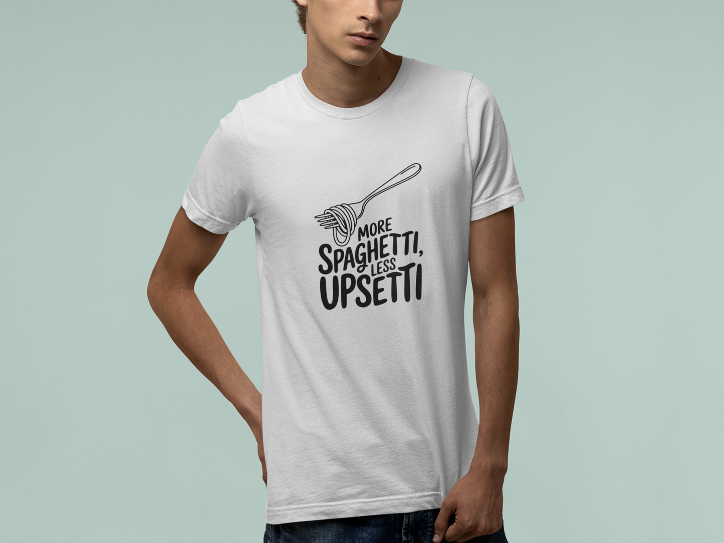 T-Shirt More Spaghetti Less Upsetti T-Shirt – Funny Pasta Pun Foodie Tee