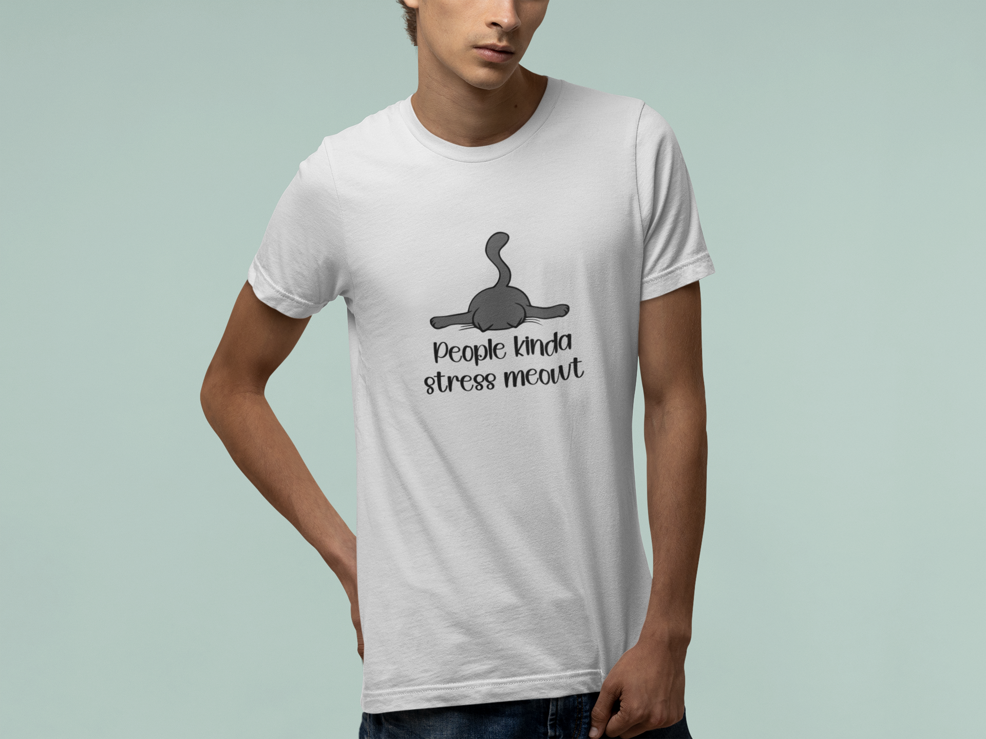 T-Shirt People Kinda Stress Meowt Shirt – Funny Cat Pun Graphic Tee