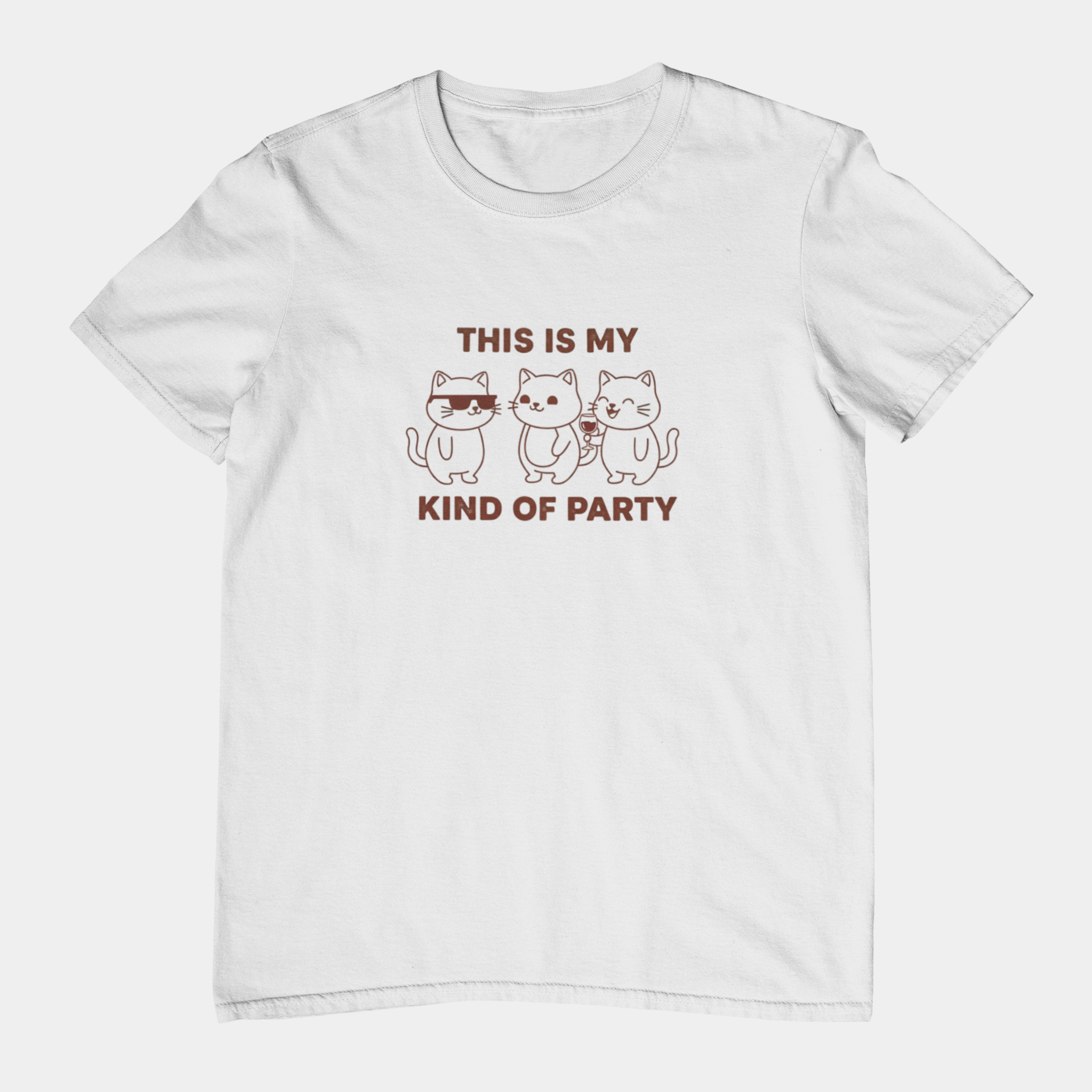 T-Shirt This Is My Kind of Party Cat Shirt – Funny Cartoon Wine T-Shirt