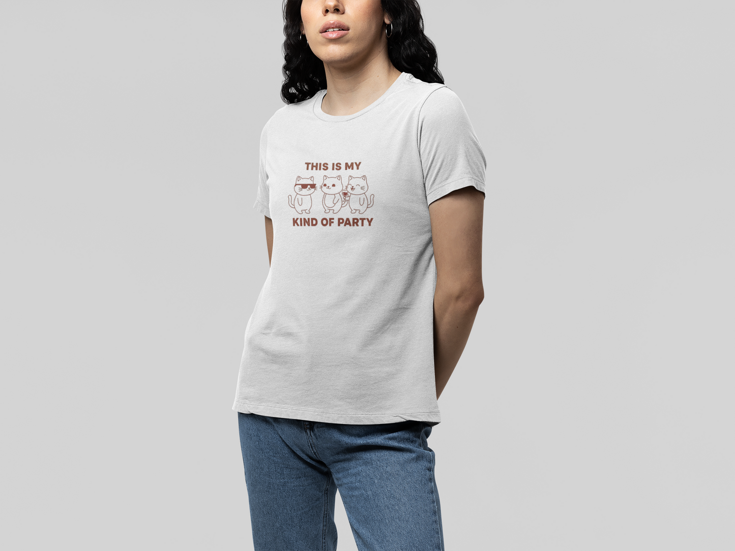 T-Shirt This Is My Kind of Party Cat Shirt – Funny Cartoon Wine T-Shirt