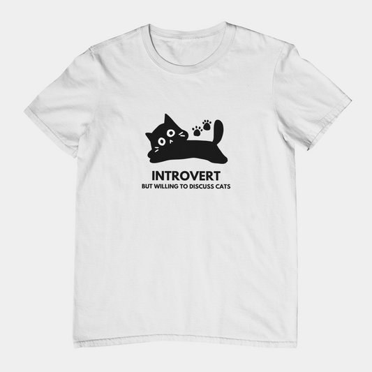 T-Shirt Introvert But Willing Discuss Cats T-Shirt – Funny Black Cat Shirt