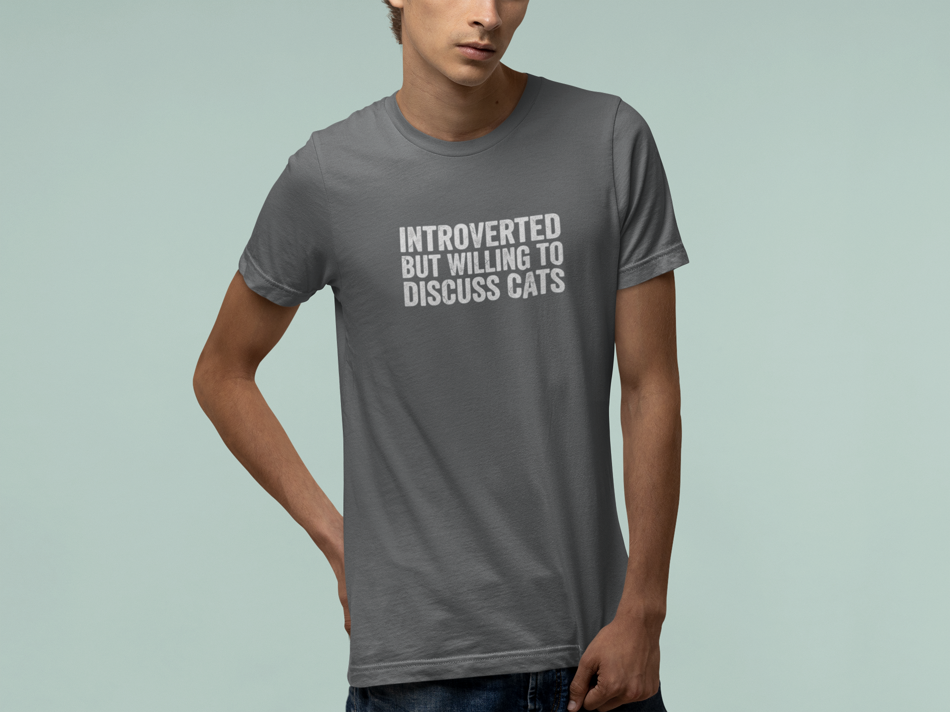 T-Shirt Introverted But Willing to Discuss Cats Shirt – Distressed Cat Tee
