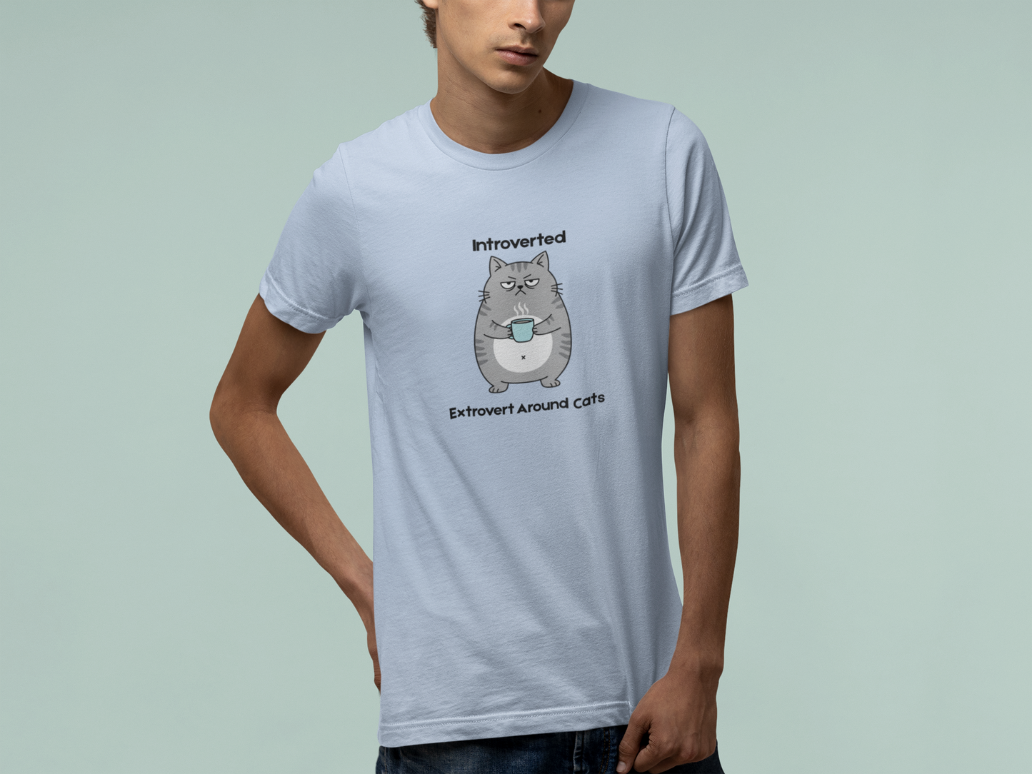 T-Shirt Introverted Extrovert Around Cats Shirt – Funny Cat Lover Tee
