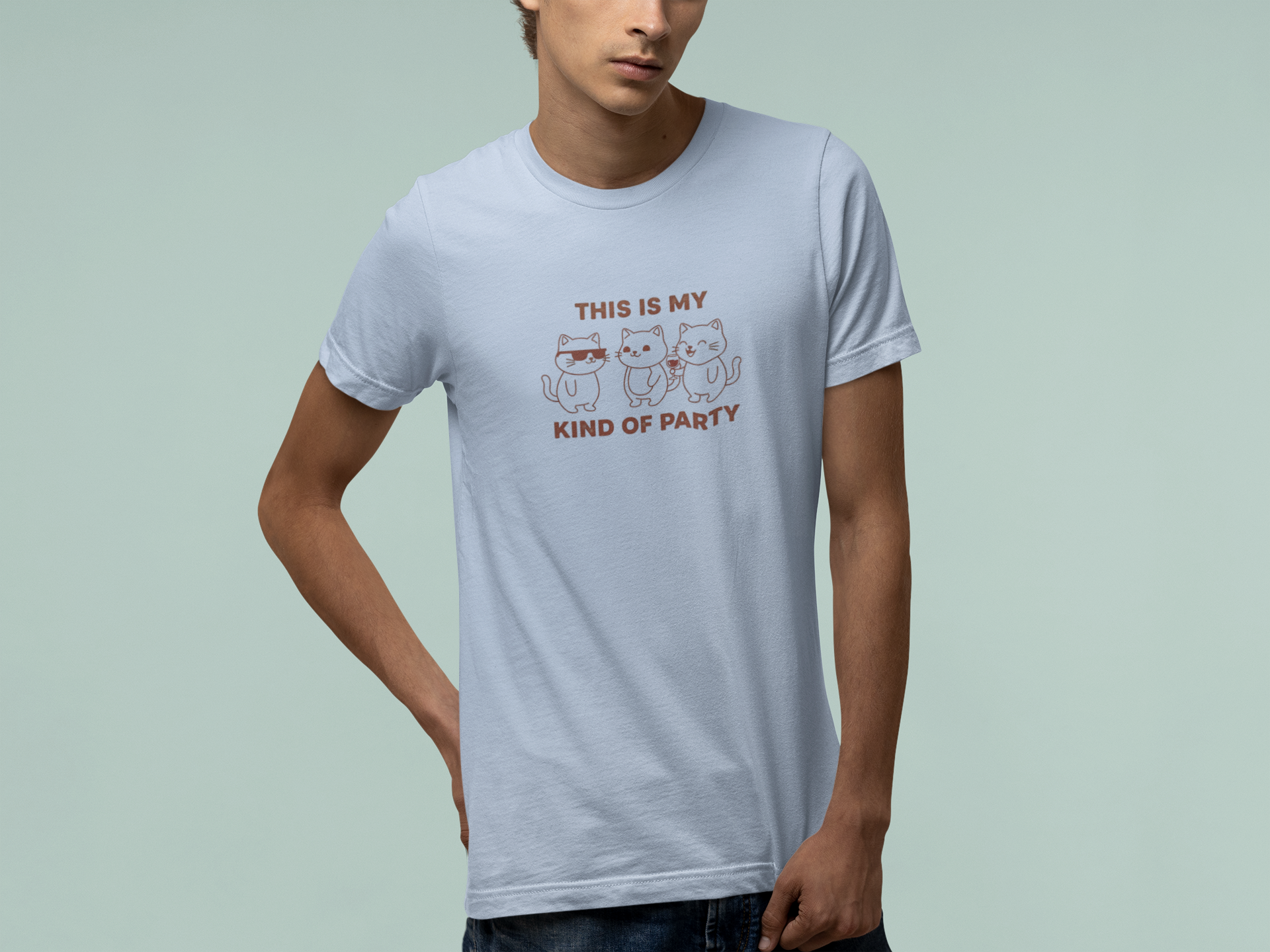 T-Shirt This Is My Kind of Party Cat Shirt – Funny Cartoon Wine T-Shirt