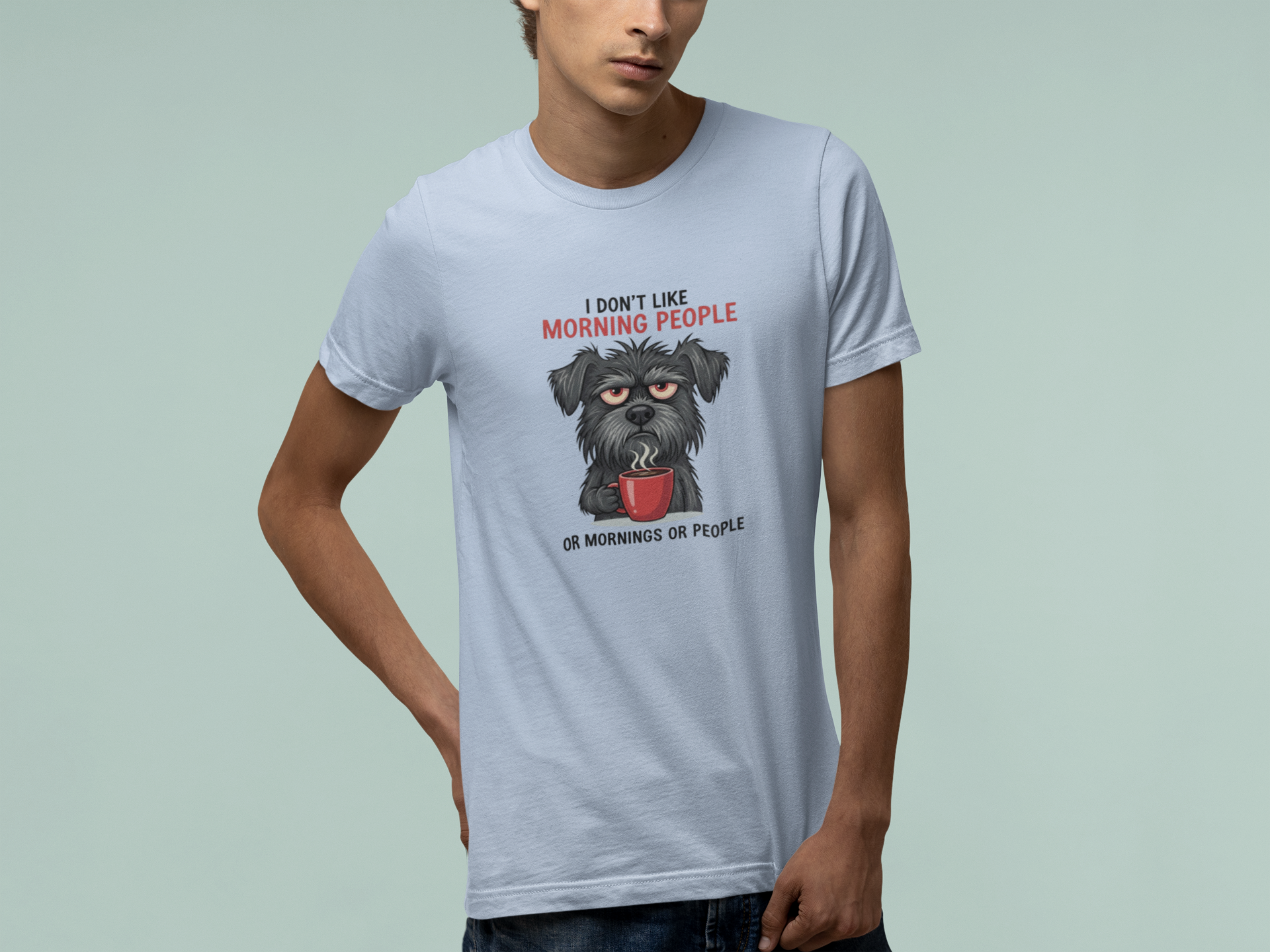 T-Shirt I Don’t Like Morning People Dog Shirt – Funny Coffee T-Shirt